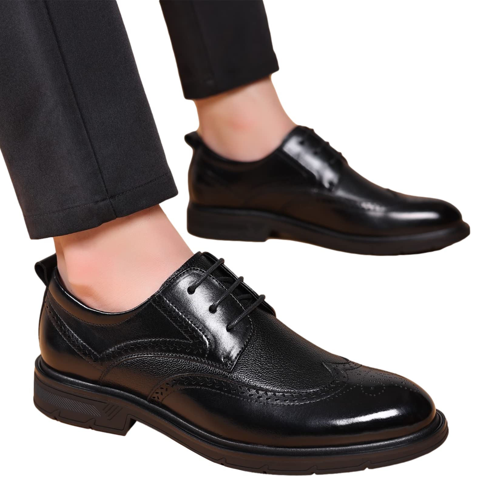 ANUFER Uomini Vera Pelle Derby Brogue Formali Allacciare Scarpe da Sposa d'Affari