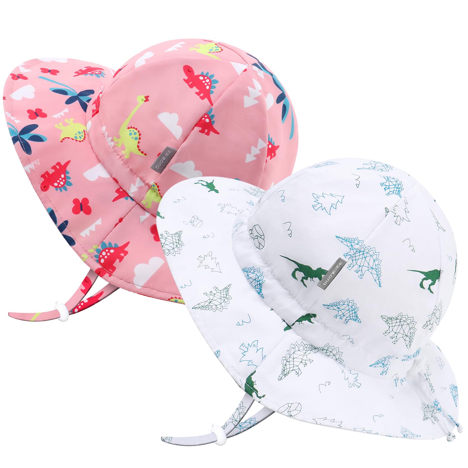 Sombrero de sol para niña con SPF 50+, ala ancha, lindo, ajustable, para bebés de 0 a 6 meses, B4-pinkDinos + Whitedinos, 0 – 6 meses, B4 – Rosa, 0 – 6 meses, B4 – Rosa, 0-6 meses, B4-rosa, 0-6