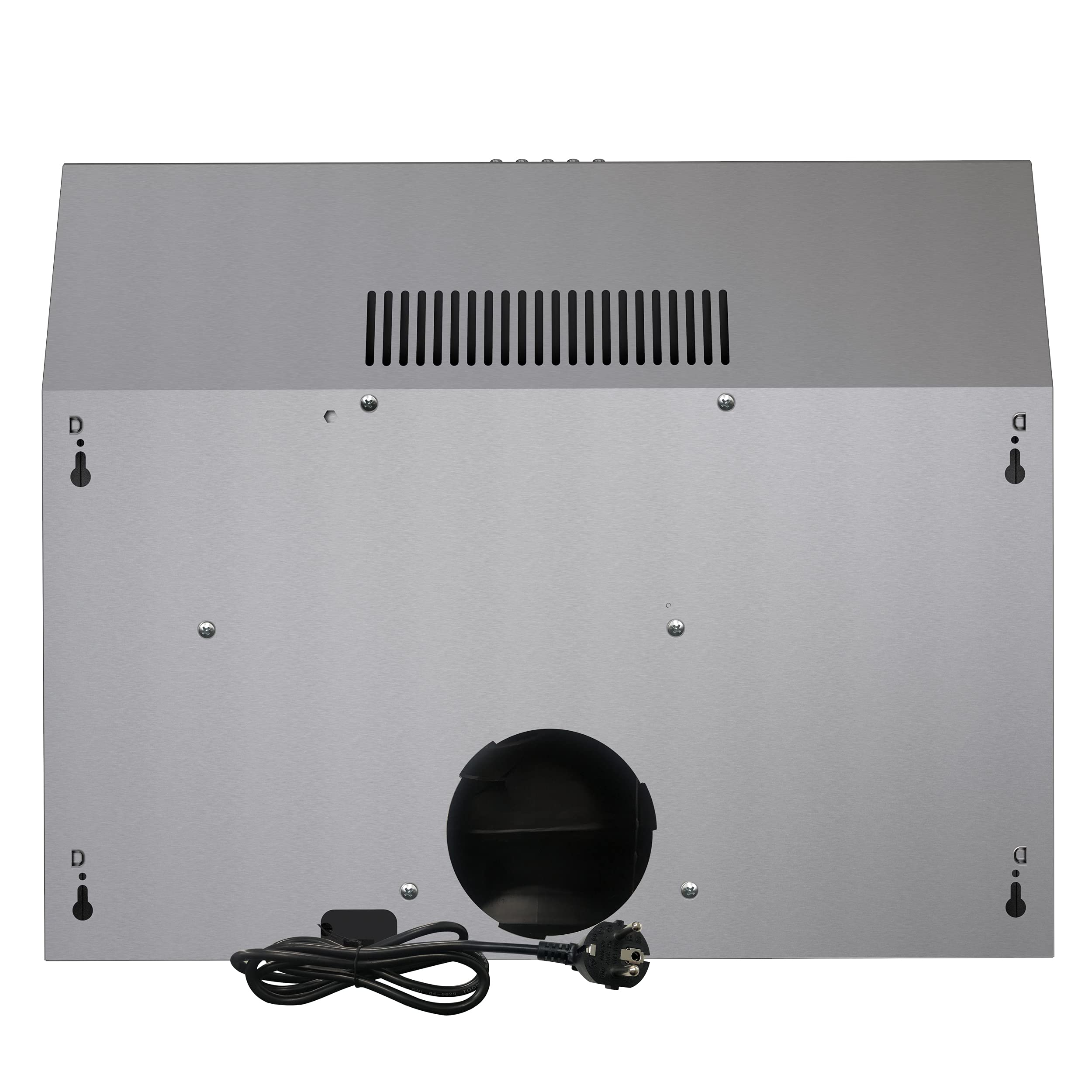 FIREGAS Cappa Aspirante 60 cm, Cappe a muro, Sottopensile Cappa da Cucina, 3 Velocità, Luci LED, Modalità di Scarico e Ricircolo, Argento