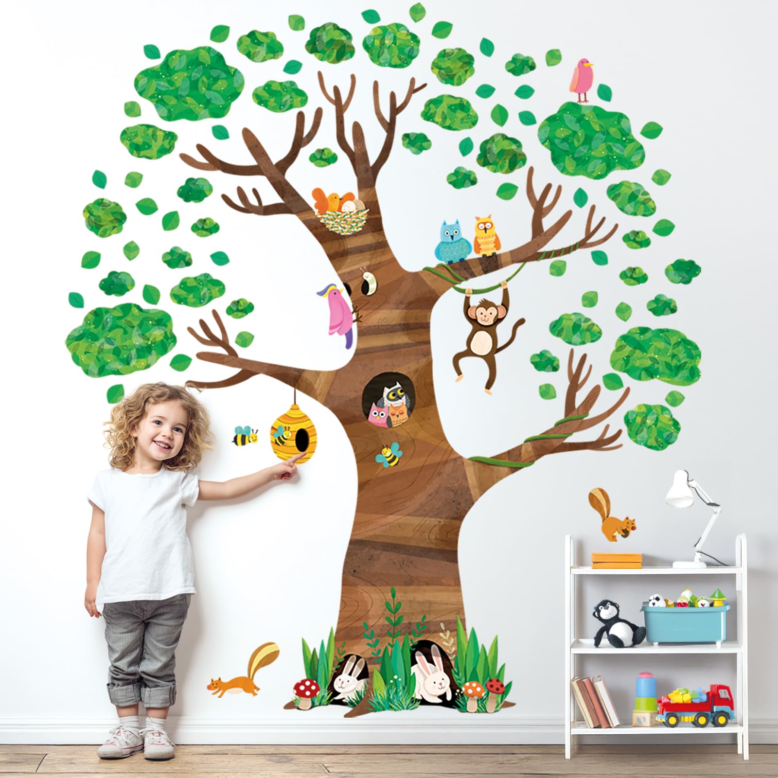 Amazon.co.jp: DECOWALL DL4-1709 特大 巨大な木と動物 ウォール