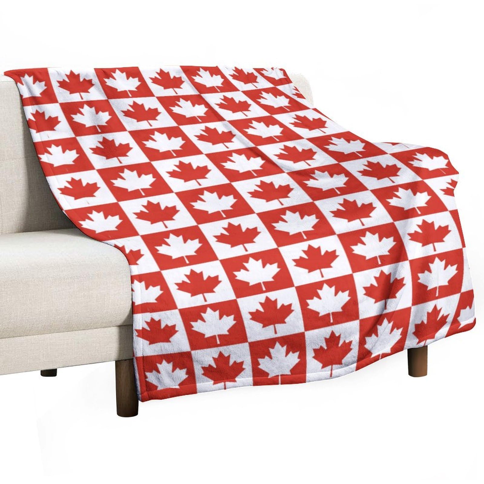CGSBNGHA Maple Leaf Canada CA Flag Flannel Fleece Blanket Lightweight Soft Throw Blankets for Sofa Couch Bed Chair