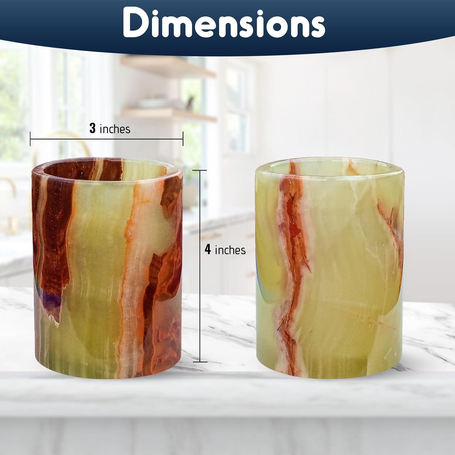 SHOPUKASA Natural Marble Office Desk Organizer Tidy Pen Pencil Pots Holder Stationery Storage Box Desk Accessories Size: Dia 7cm Height 10cm (White) - Image 4