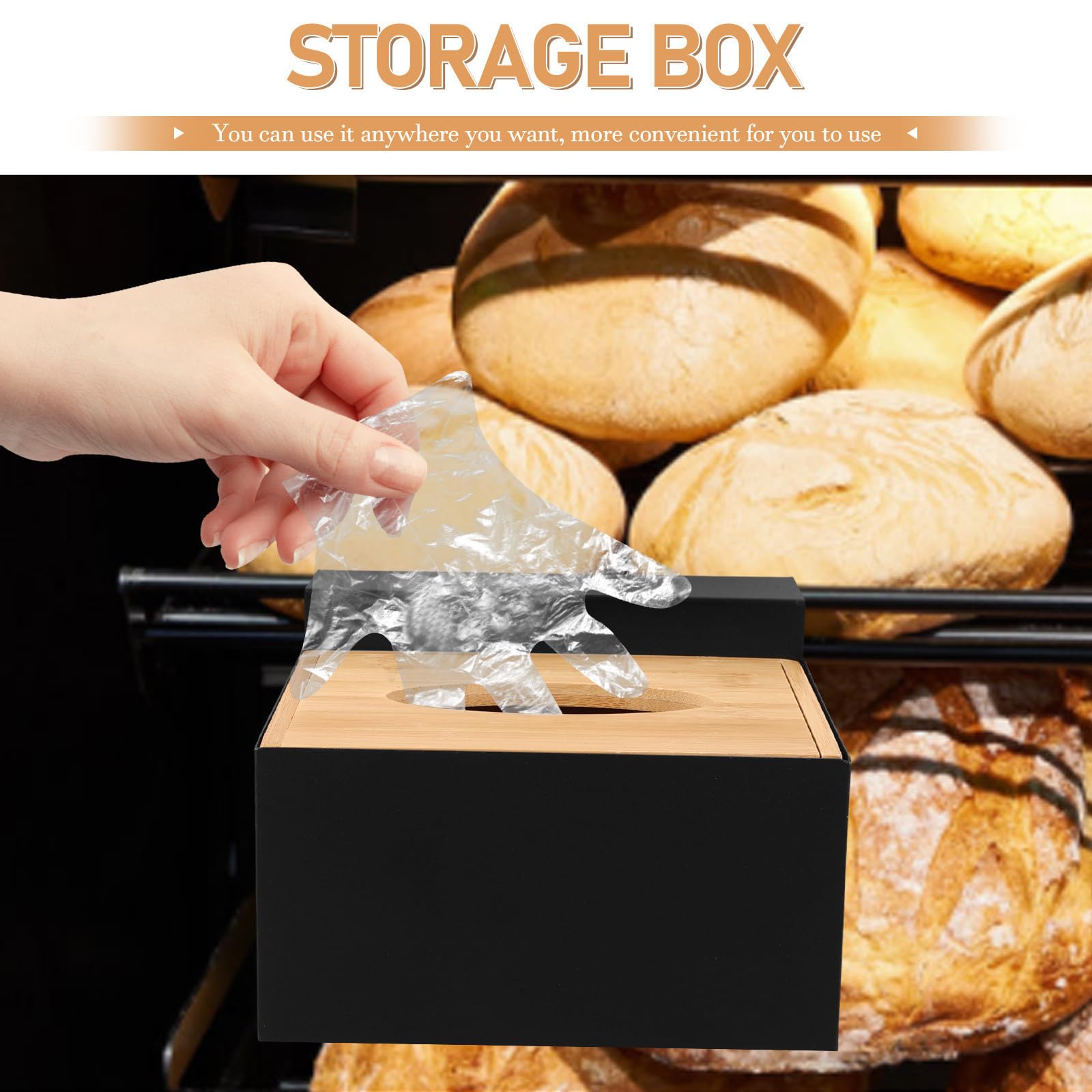SHINEOFI Aufbewahrungsbox aus Edelstahl und Holz Einfache Elegante Aufbewahrung mit Großer Kapazität Praktische Wandhalterung für Einweghandschuhe für Familien und Badezimmer