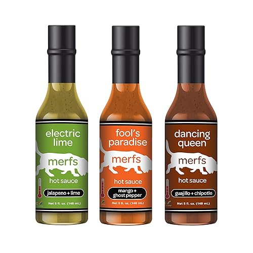 Merfs Condiments Set de regalo de salsa picante gourmet, paquete variado Medio a caliente Lima, mango, guajillo chipotle Todo natural, vegano,