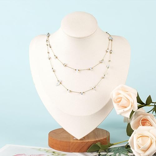 Miniatura 7 de UMAOKANG Cadena de piedras preciosas transparentes de 13 pies para hacer joyas, cadenas de collar de cristal curativo natural crudo chapado en oro a