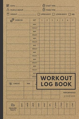 Workout Log Book: Gym Weight Lifting Log Book &amp; Workout Journal for Men and Women | Bodybuilding Weightlifting Gym Planner Exercise Notebook &amp; Fitness ... Diary Gift) | Minimal Brown Cover 120 Pages