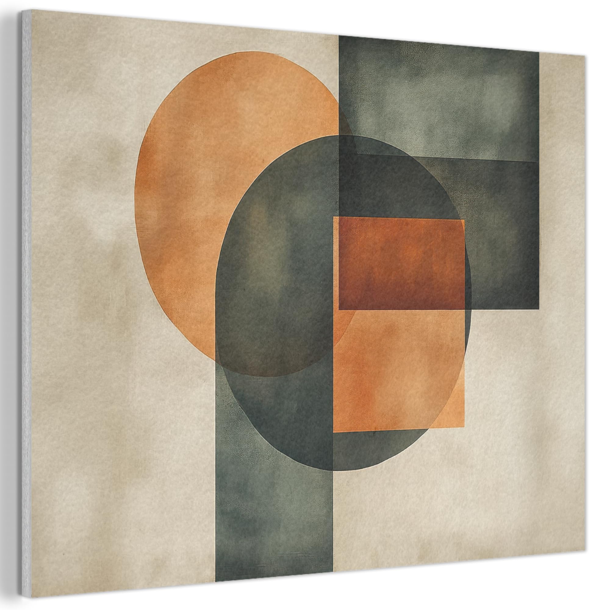 MuchoWow© Felt Panel 100x70 cm Room Style Piece Wallfillers Visual Display Decoration Wall Art Circles - Rectangle - Abstract - Beige - Green