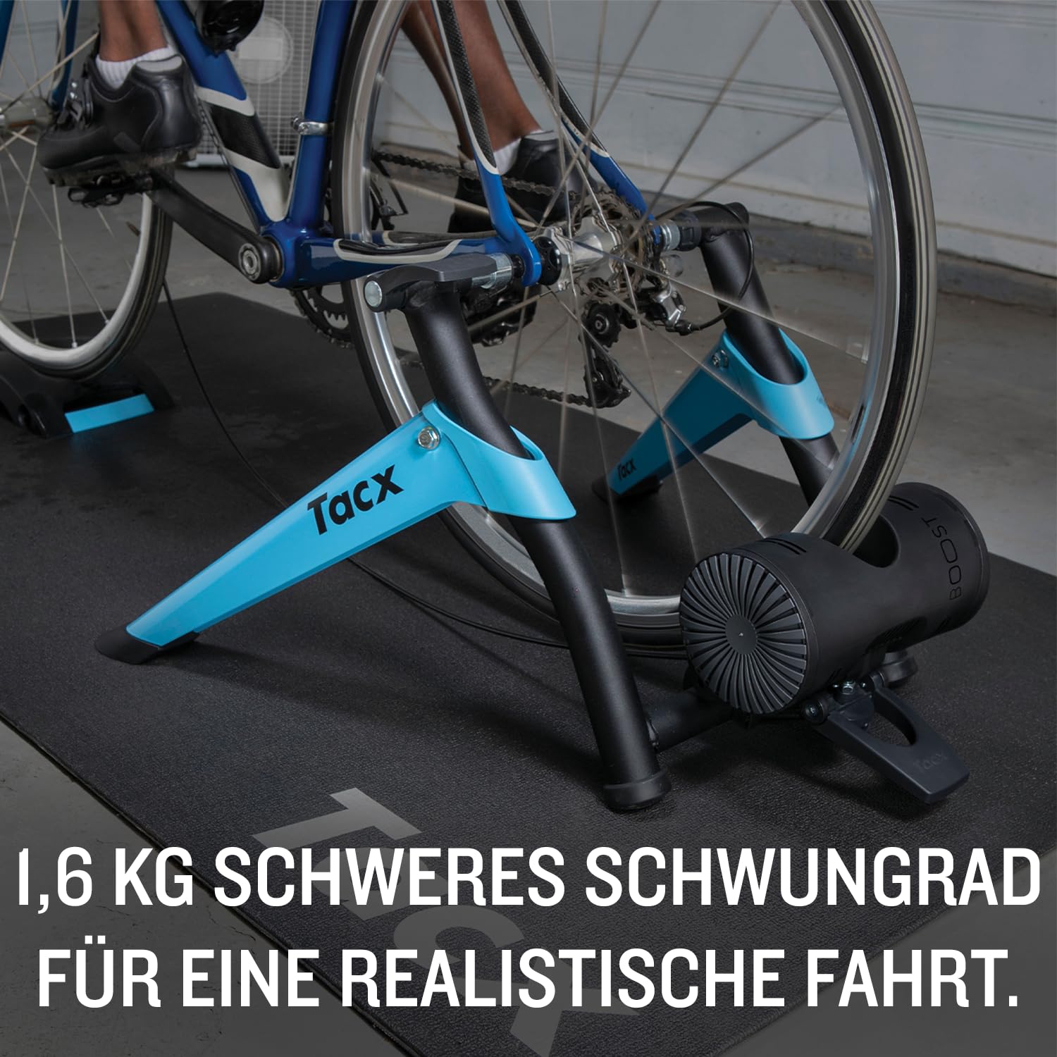 Tacx Boost – Indoor-Trainer mit starker Magnetbremse, realistischem Fahrgefühl und bis zu 1050 Watt Widerstand in 10 Stufen. Schneller Aufbau, leise im Betrieb und äußerst stabil