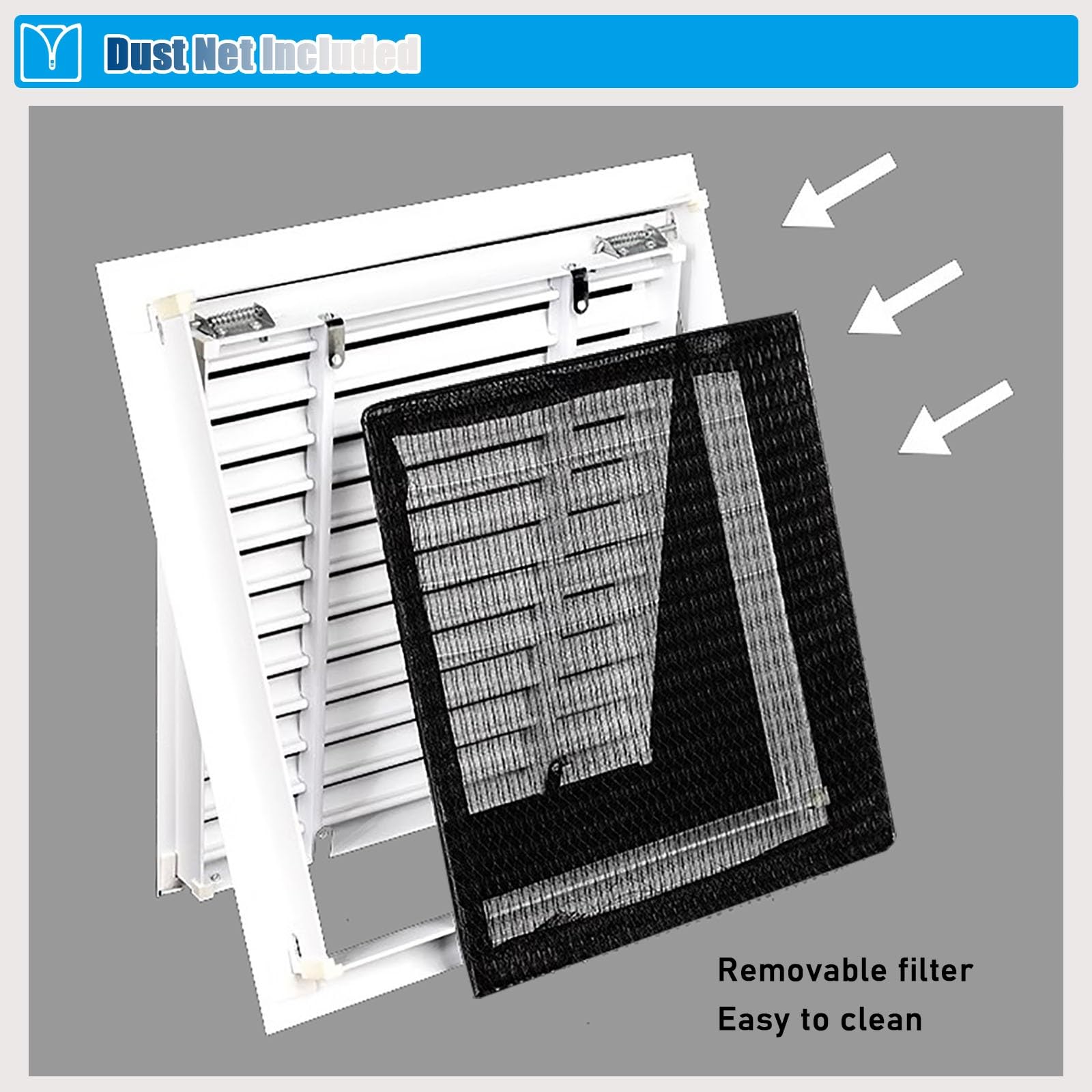Rejilla de ventilación de metal cuadrada con pantalla, 8, 10, 12, 14, 16, 18, 20, 22 y 24 pulgadas, empotrada en el techo (16 x 16 pulgadas (40 x 40 cm))(24 x 24 in (60 x 60 cm))