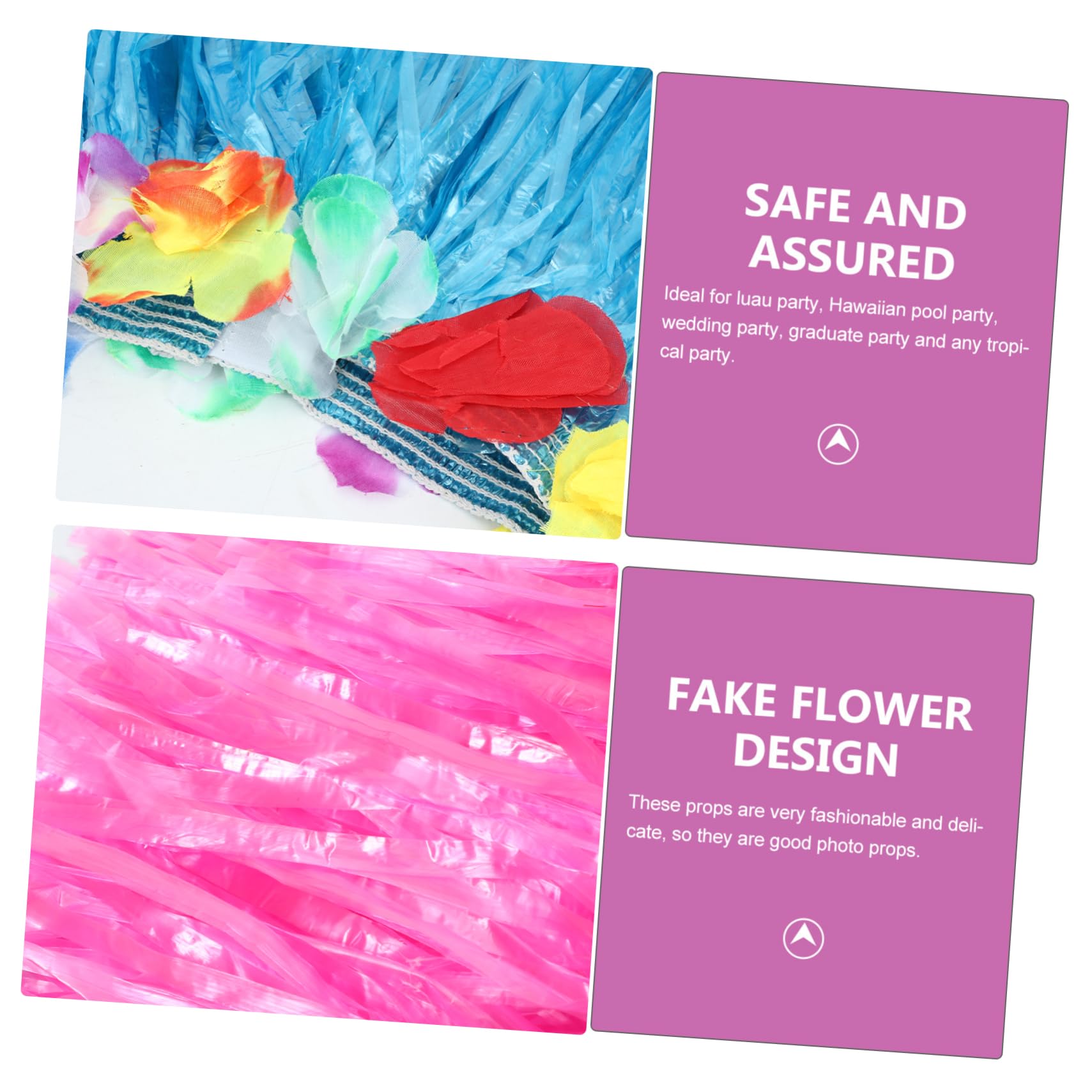 6 juegos Conjunto de Decoración Hawaiana Faldas de Césped y Guirnaldas de Flores para Fiestas Tropicales para Luau Bodas