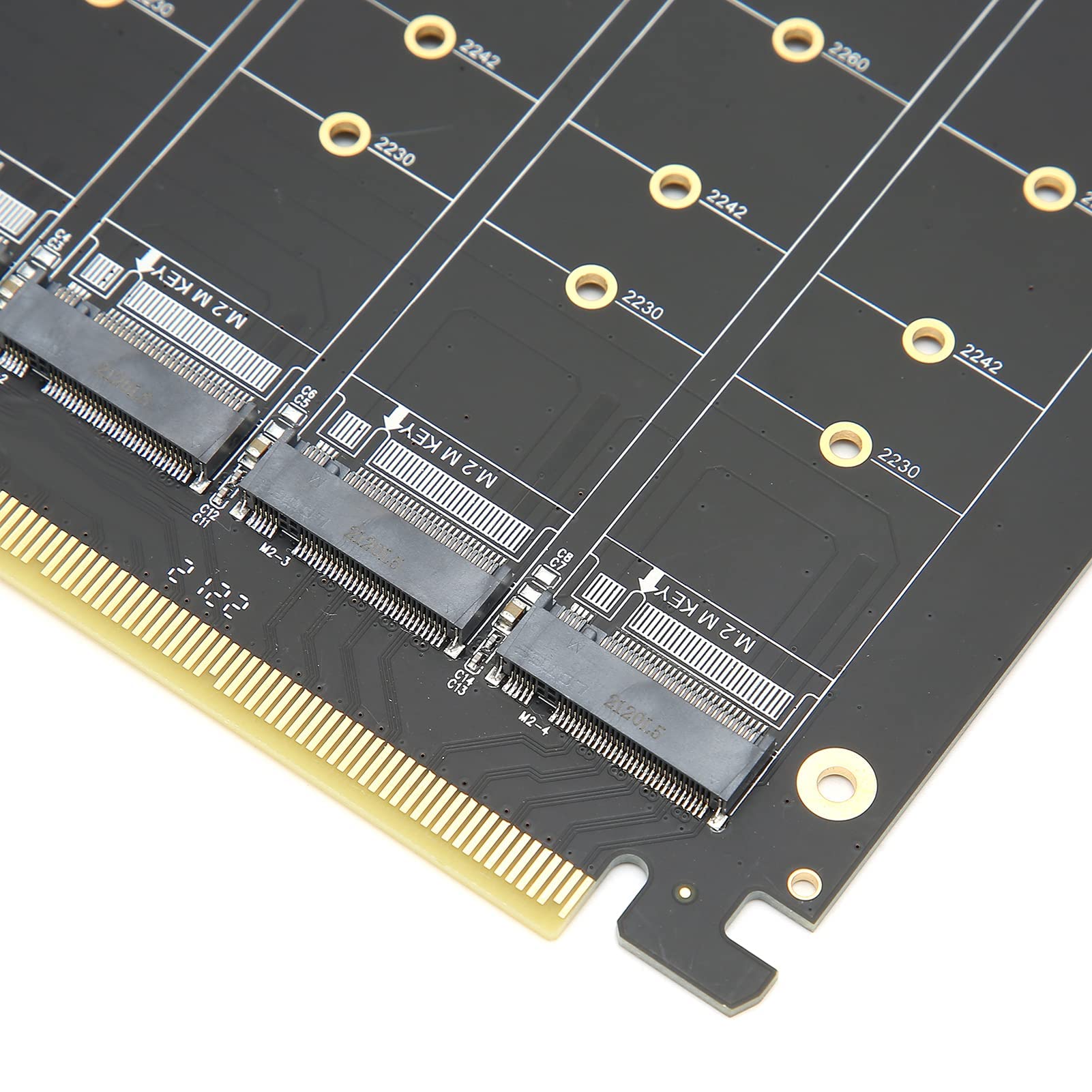 Quad M.2 NVMe SSD PCI-E 4.0 X16 Adapter, Haute Vitesse 4x32Gbps Soft RAID Carte avec LED Individuel Support 2230 2242 2260 2280