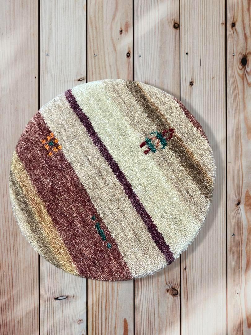 ギャッベ 円形 丸形 チェアマット 座布団 インド ギャッベ 2枚セット