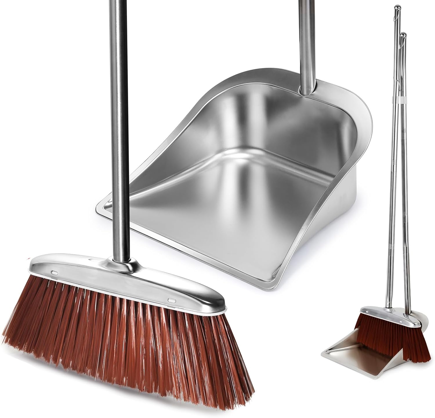 Broom and Dustpan Set for Home, 56″ Kitchen Broom with Dustpan Combo Set, Heavy Duty Dustpans with Long Handle, Upright Metal Dust Pan Brooms for Sweeping Indoor Outdoor Home Office Lobby Floor Broom and Dustpan Set for Home, 56″ Kitchen Broom with Dustpan Combo Set, Heavy Duty Dustpans with Long Handle, Upright Metal Dust Pan Brooms for Sweeping Indoor Outdoor Home Office Lobby Floor