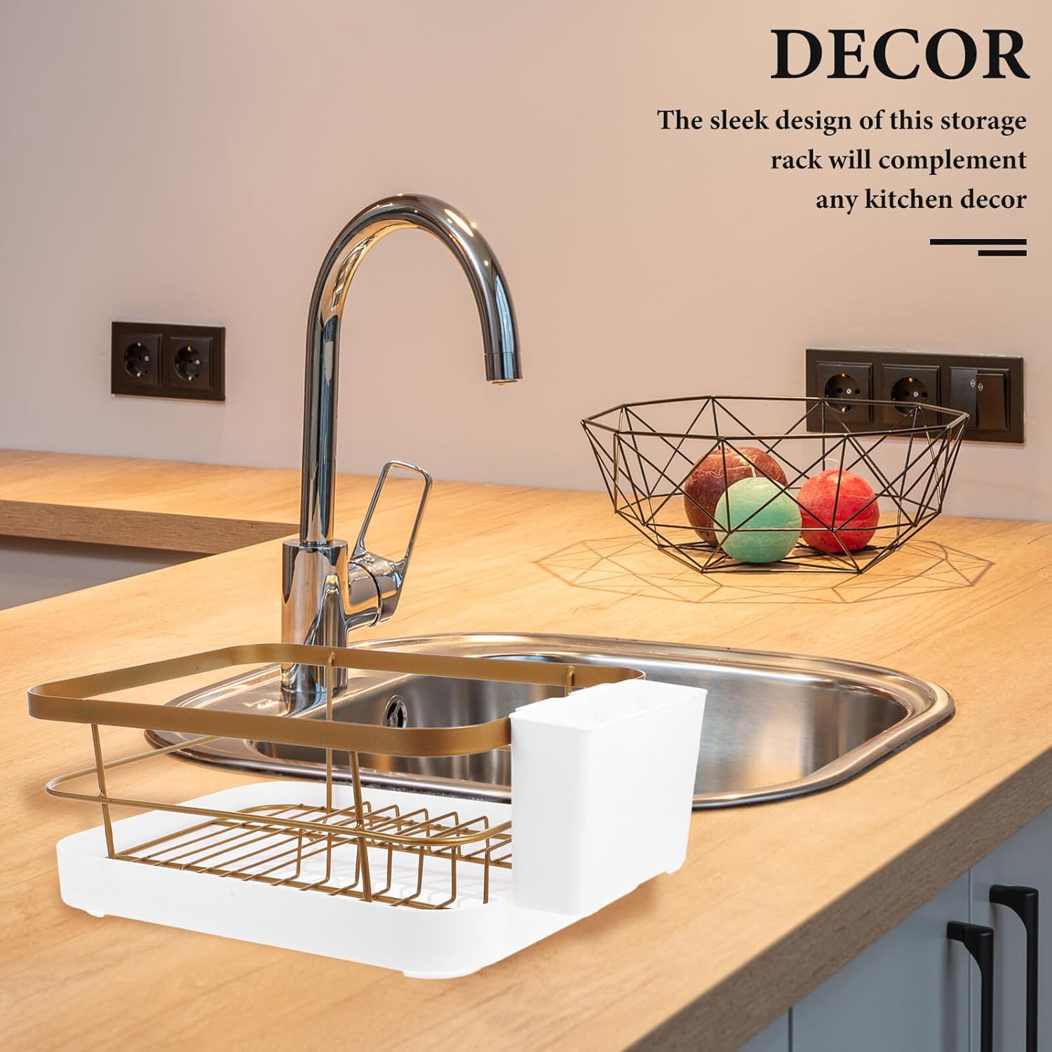 Angoily Space-Saving Draining Dish Rack for Kitchen Counter Bowl Drying Rack with Multi-Functional Storage for Plates Bowls Cups Smooth Surface Design Suitable for All Kitchen