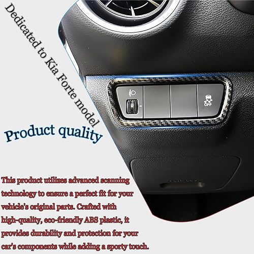 Miniatura 5 de Botones de interruptor de faros de coche, 1 Uds. Cubierta de panel para Kia Forte 2019-2023 - Accesorios interiores deportivos de fibra de carbono