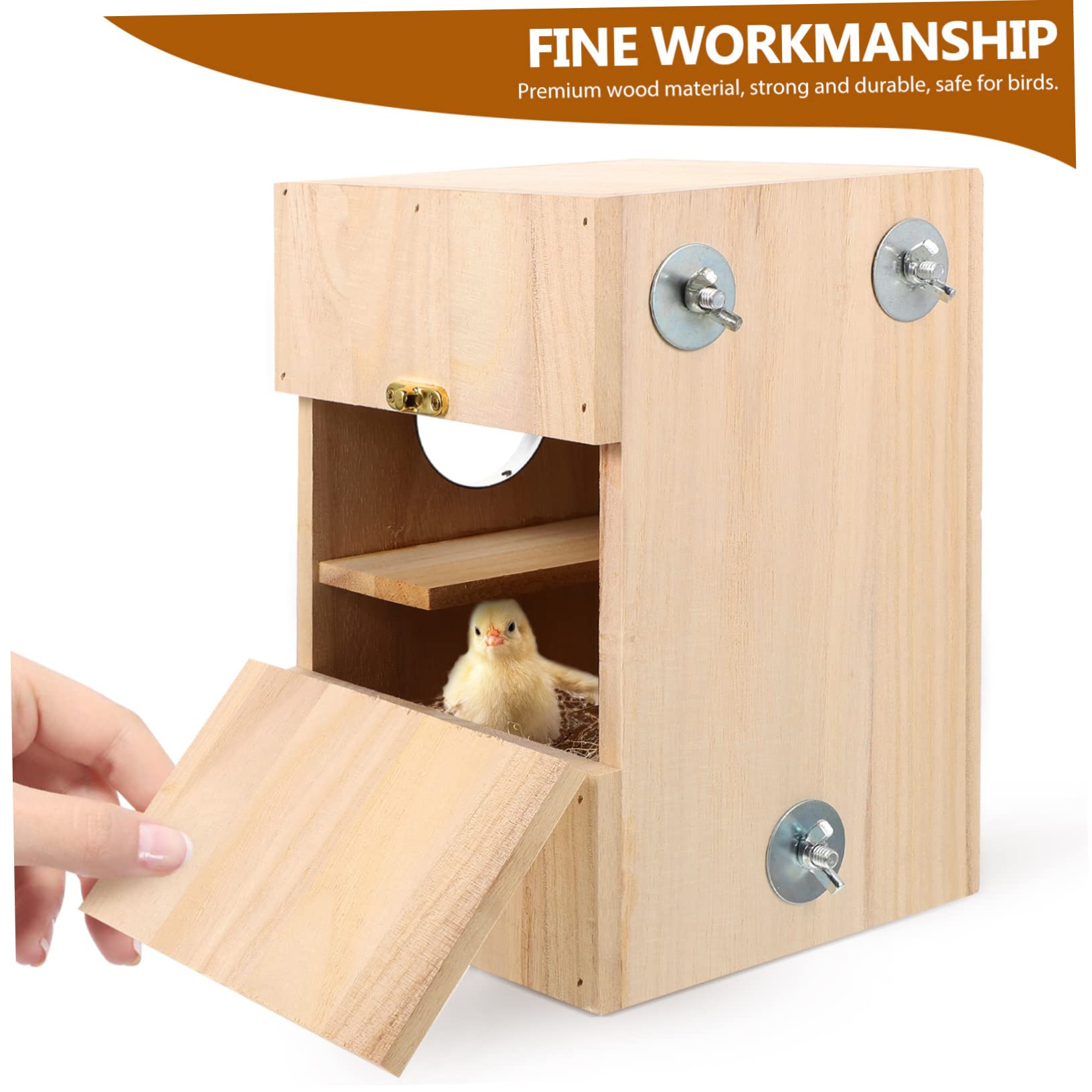 Hohopeti Nichoir à Oiseaux en Bois, Boîte de Reproduction Simple, Nid Confortable pour Canari et Alouette, pour Repos et Jeu,