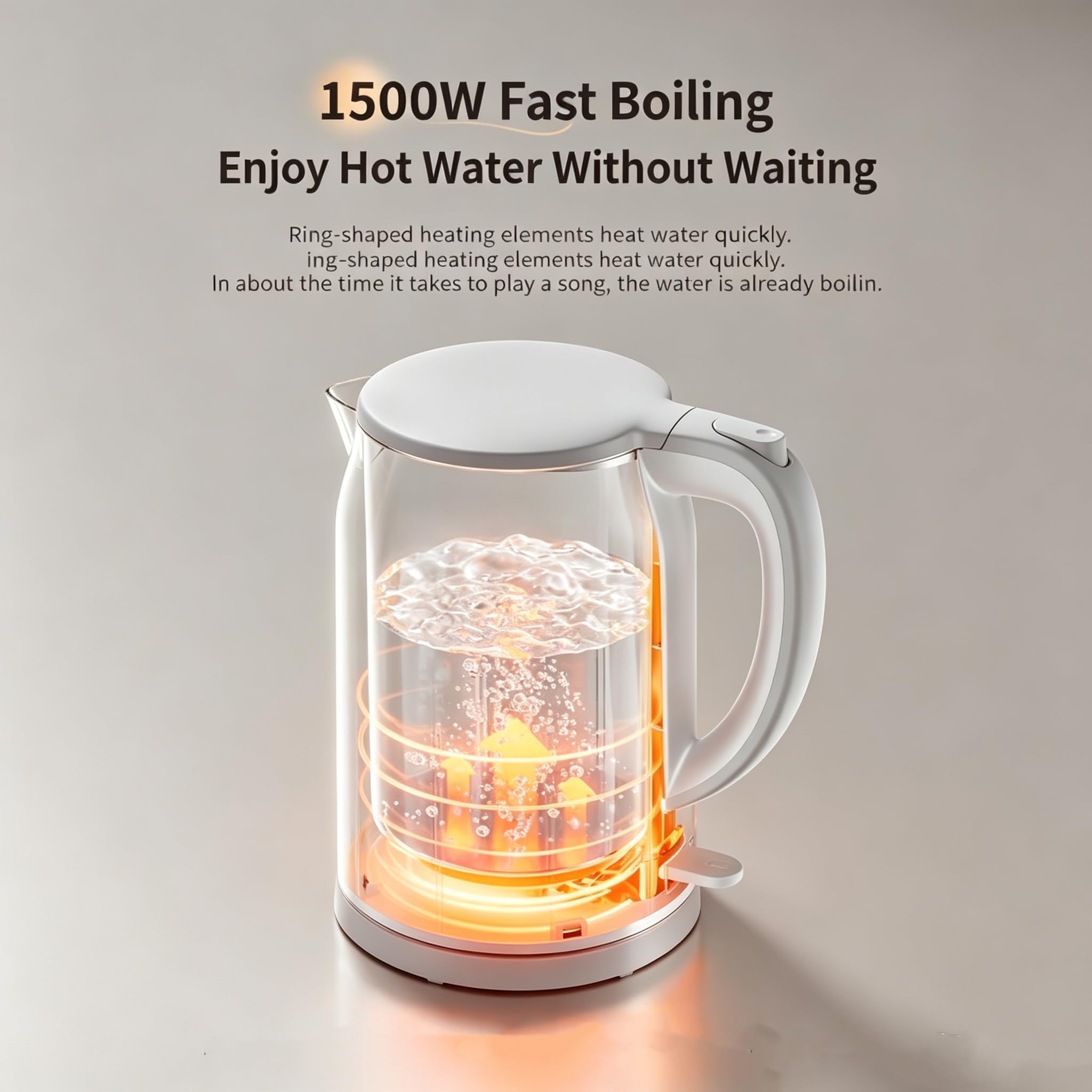 Hervidor Eléctrico 1500w, Tetera De Vidrio Doméstica 1.7l