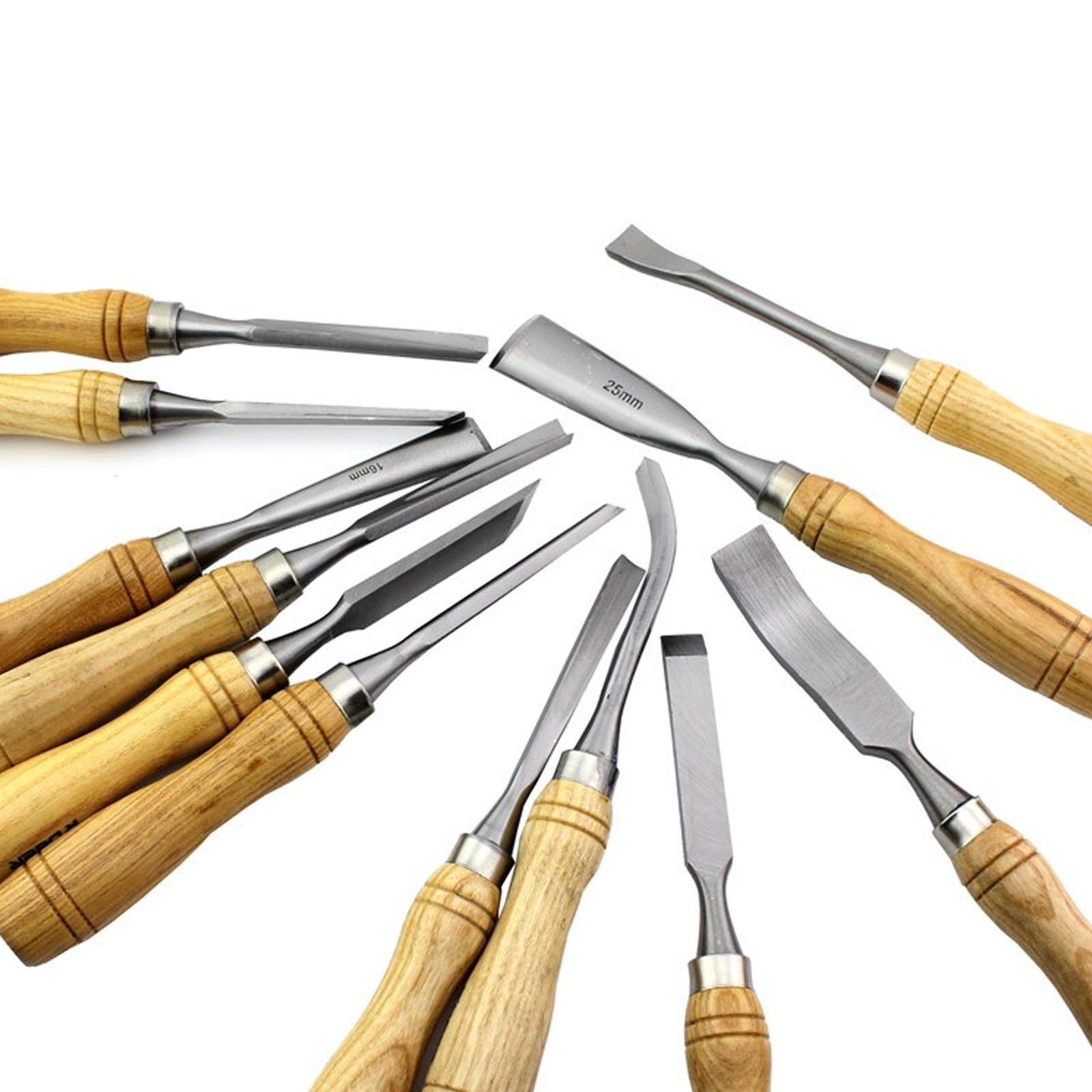 Outil De Sculpture Sur Bois, Jeu De Ciseaux À Bois 12 PCS Couteau À Découper Outil De Sculpture Sur Bois Avec Manche En Bois Et Boite En Bois, Pour Débutants, Graveurs Et Artistes