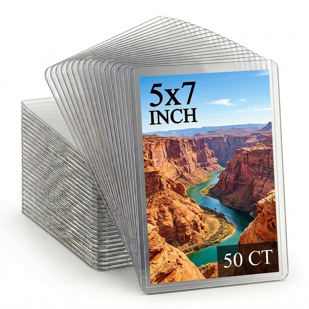 Toploader, 50 Stück, ultra-langlebige Kartenschutzfolien für Sammelkarten, Fotos und Sammlerstücke, kristallklares PVC, archivierungssicher, passend für 12,7 x 17,8 cm große Blätter