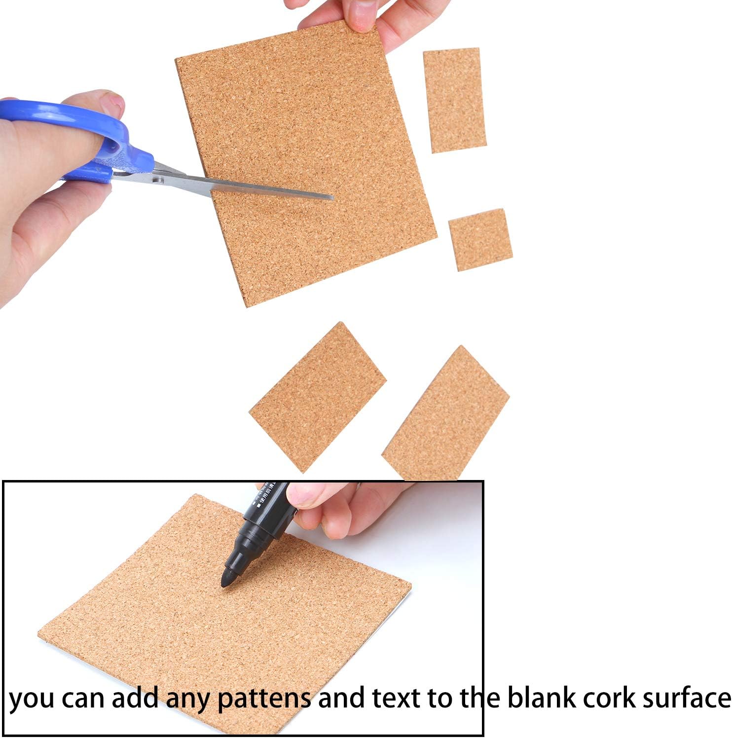 Resinta 80 Pack Self-Adhesive Cork Squares 4 Inches x 4 Inches Cork Backing Sheets Mini Wall Cork Tiles with a Storage Bag for Coasters and DIY Crafts