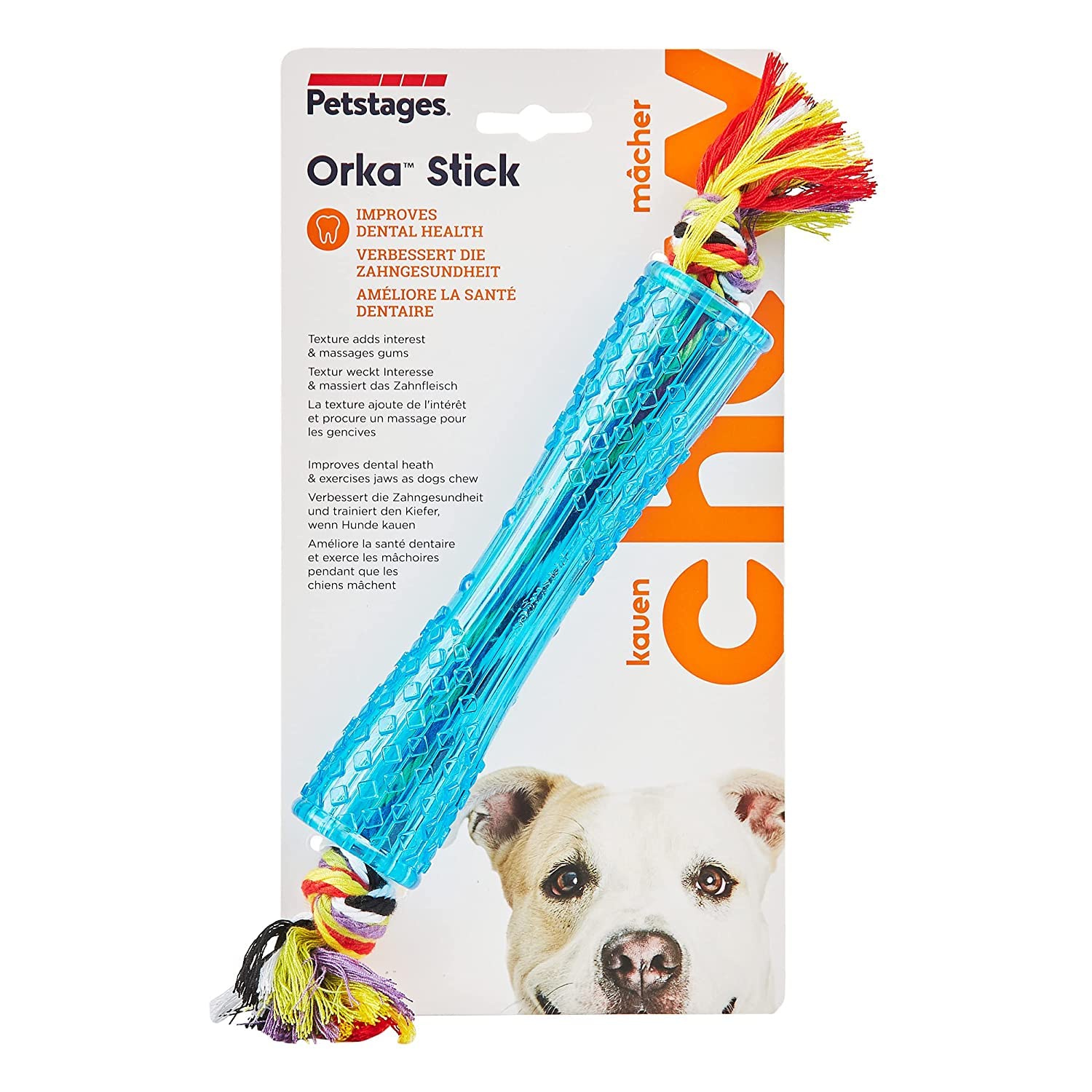 Outward Hound Orka Stick Dog Chew Toy – Durable TPE Rubber Chew Toy for Dogs, Easy to Carry & Fetch, Helps Reduce Soft Tartar, Supports Dental Health, Royal Blue Dog Toy – 30 cm