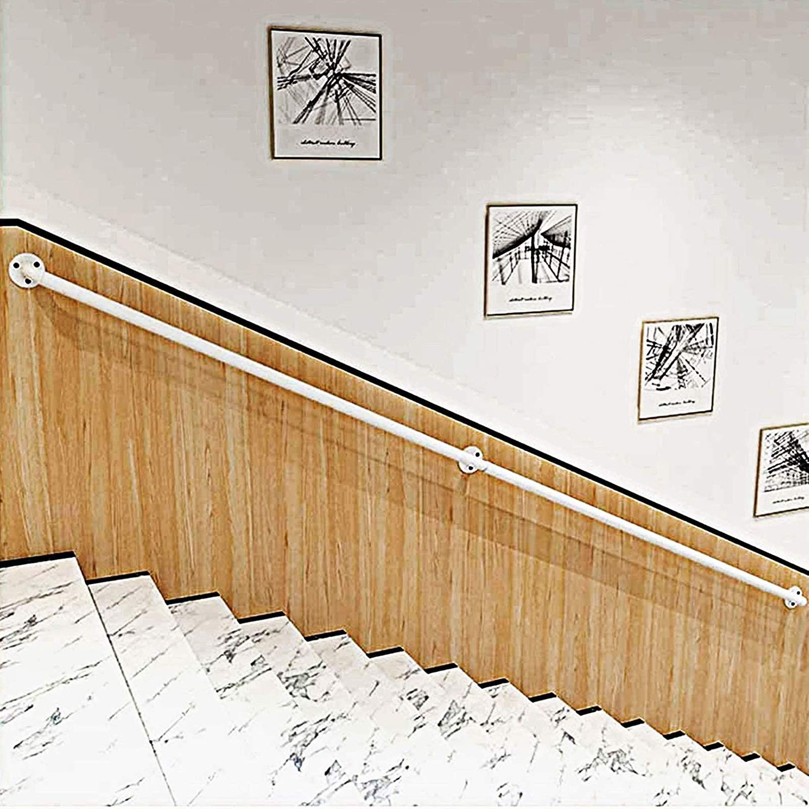 Escalier moderne en fer forgé blanc de 300 cm de qualité supérieure pour rampe d'appui