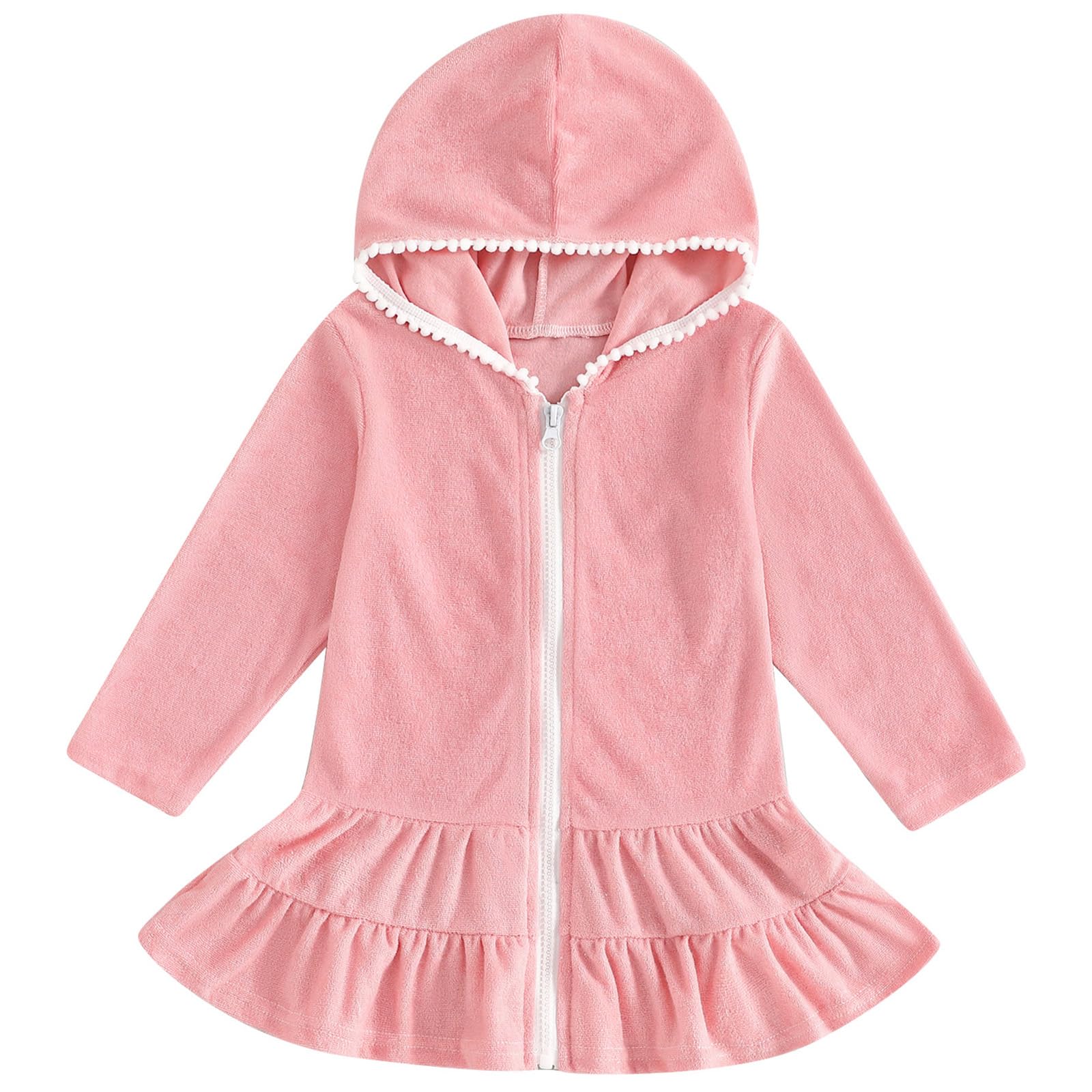 Mubineo Toddler Girl Long Sleeve Swimsuit Beach Dress Cute Cover Ups Ruffle Bathing Suit Cover Up Kimono Kids Swimwear