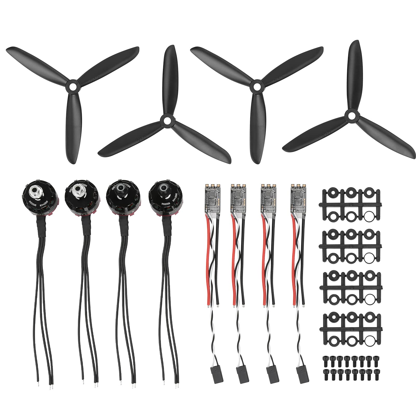 Drone Motor Set, RC Drone ESC Motor with ESC Set 2205 2300 KV Aluminium Alloy CW CCW Motor 20A Brushless ESC Propeller Kit Set RC Accessory