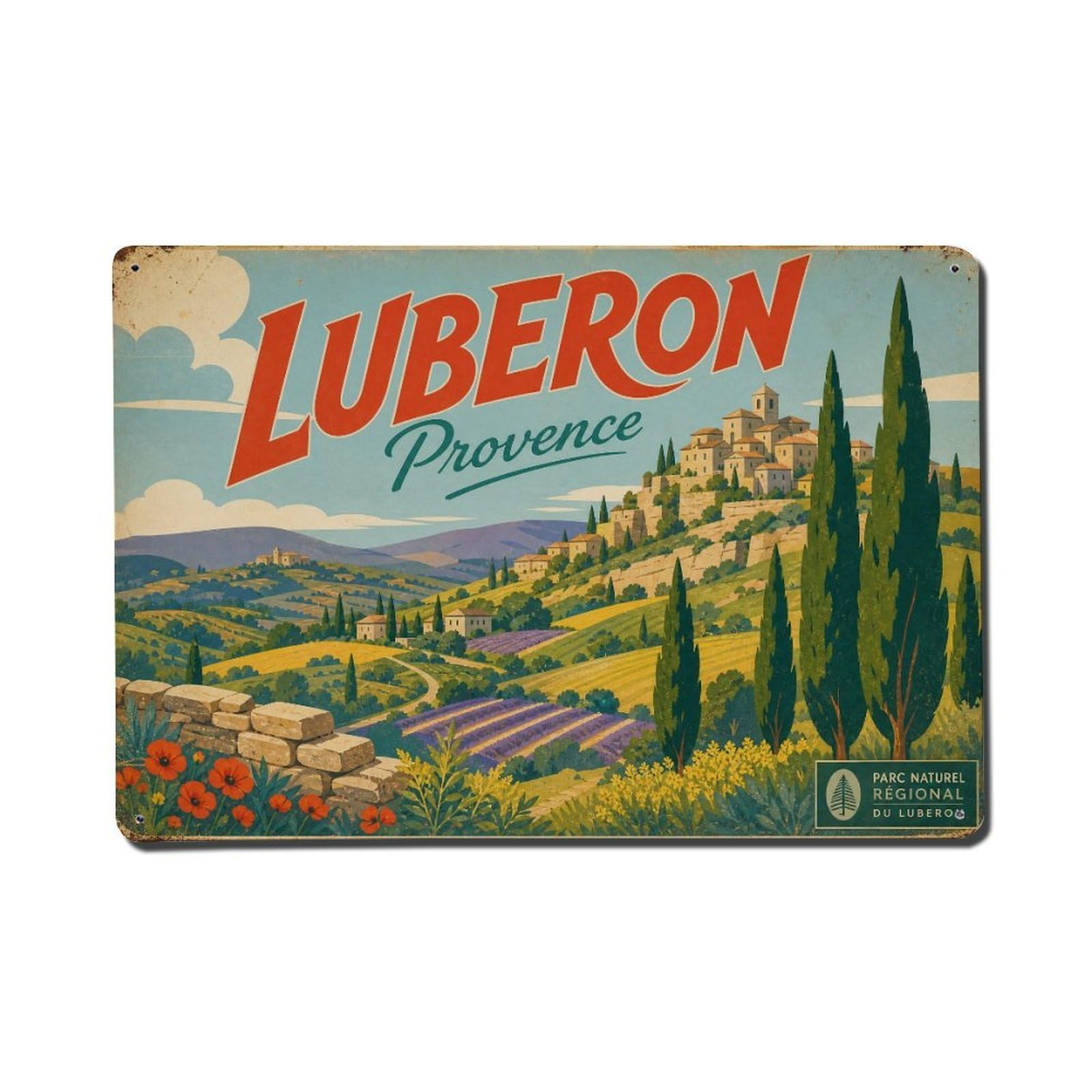 Gead 8X12inch Style Vintage Travel Luberon Provence Hills Metal Tin Sign
