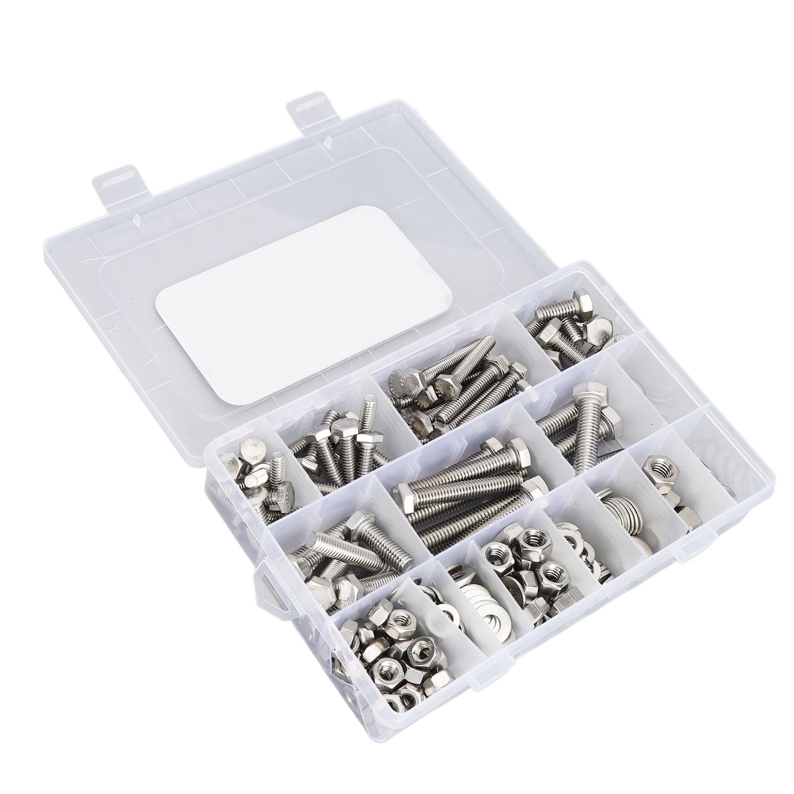 Kit surtido de pernos y tuercas hexagonales de acero inoxidable, 246 piezas, perfectamente organizado, fácil de usar para electrodomésticos, muebles, puertas, garajes, estructuras