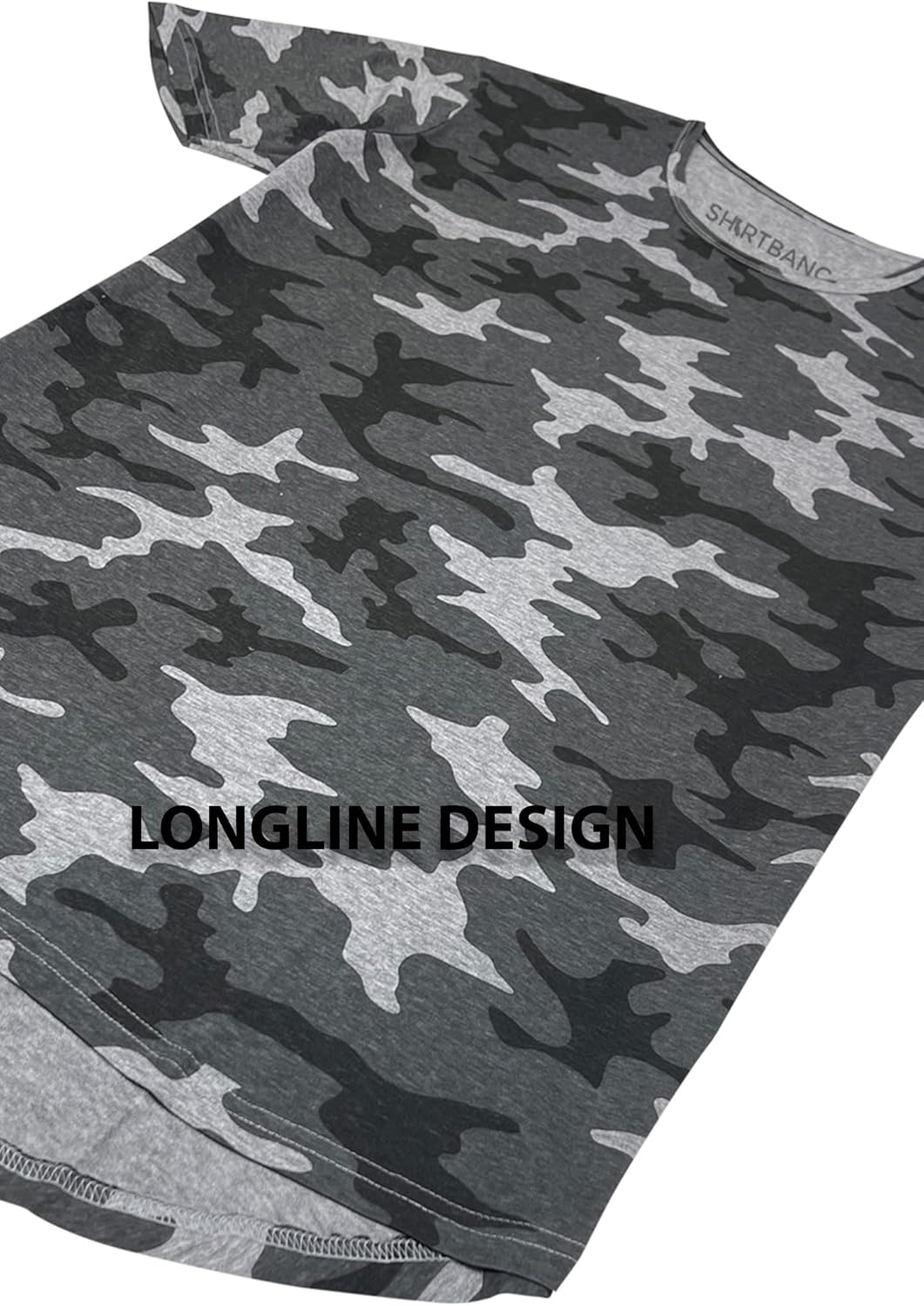 ShirtBANC Mens Hipster Hip Hop Long Drop Tail T Shirts Dropcut Shirt Long Line Shirt Small Camo Riverstone