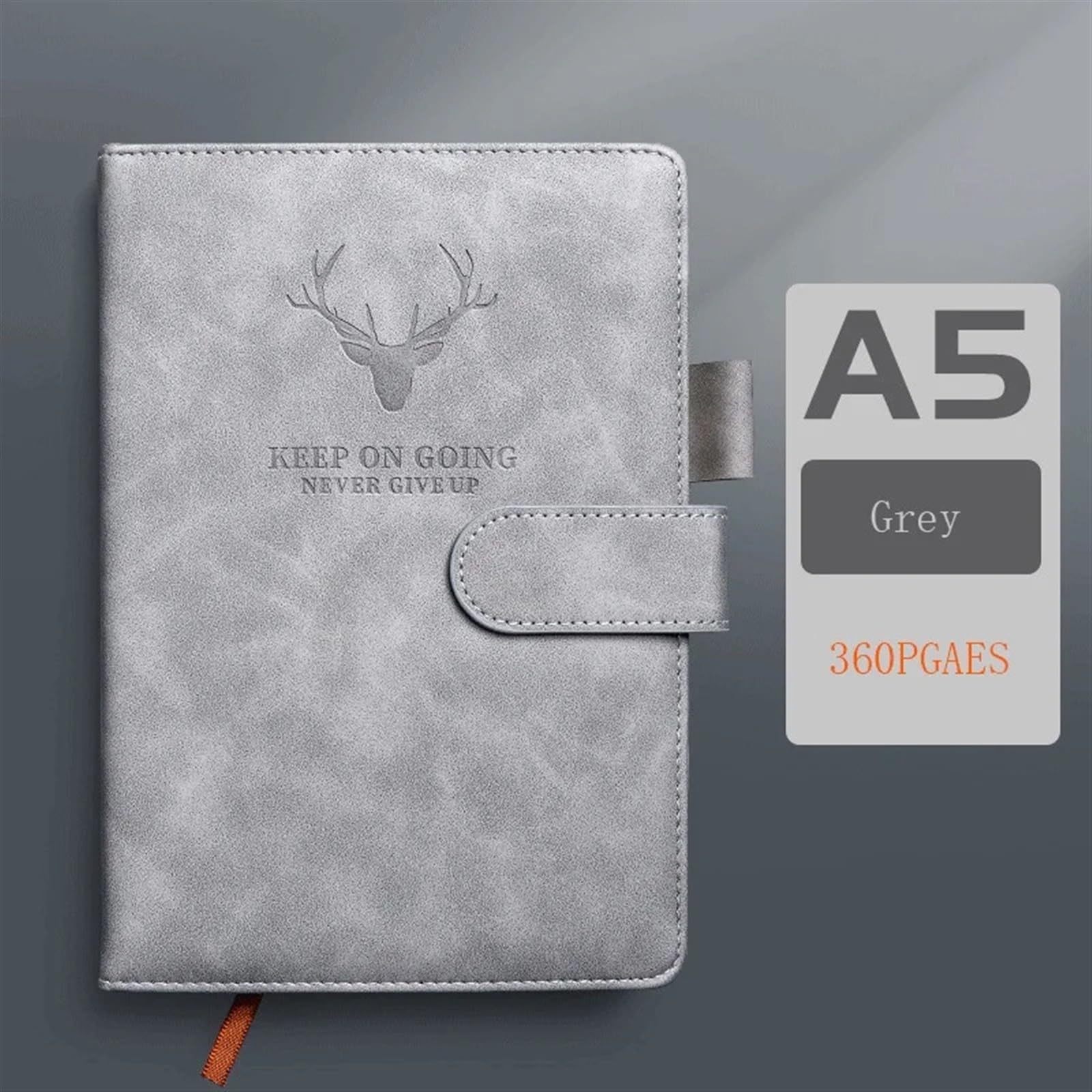 Notizbuch Softcover A5 verdicktes Hirschkopf-Notizbuch, Business-Notizblock aus weichem Leder mit horizontalen Linien, Schreibwaren, Schule, Bürobedarf(Grey)