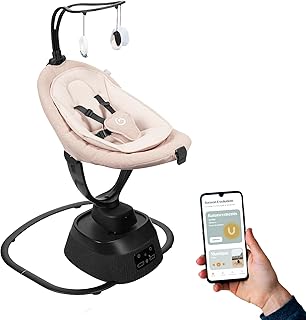 Babymoov Swoon Evolution Bluetooth Connected Smart Baby Swing / Rocker - Connected with mobile app - Music streaming, voice recording and personalised lullabies - 8 different movements, 360° seat