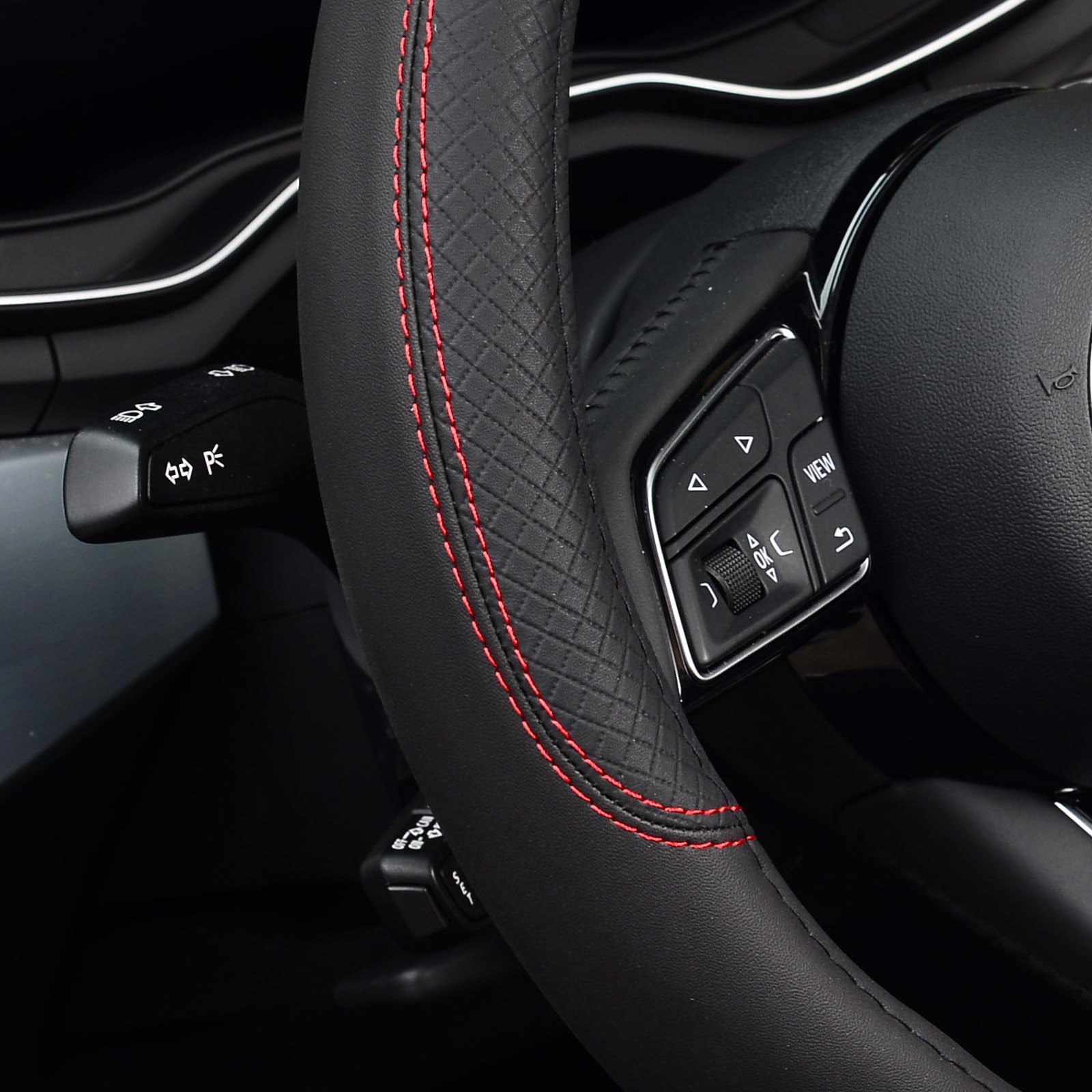 LABBYWAY Steering Wheel Cover, Universal Fit 15 Inch Microfiber Leather Car Wheel Protector, Anti-Slip, Black