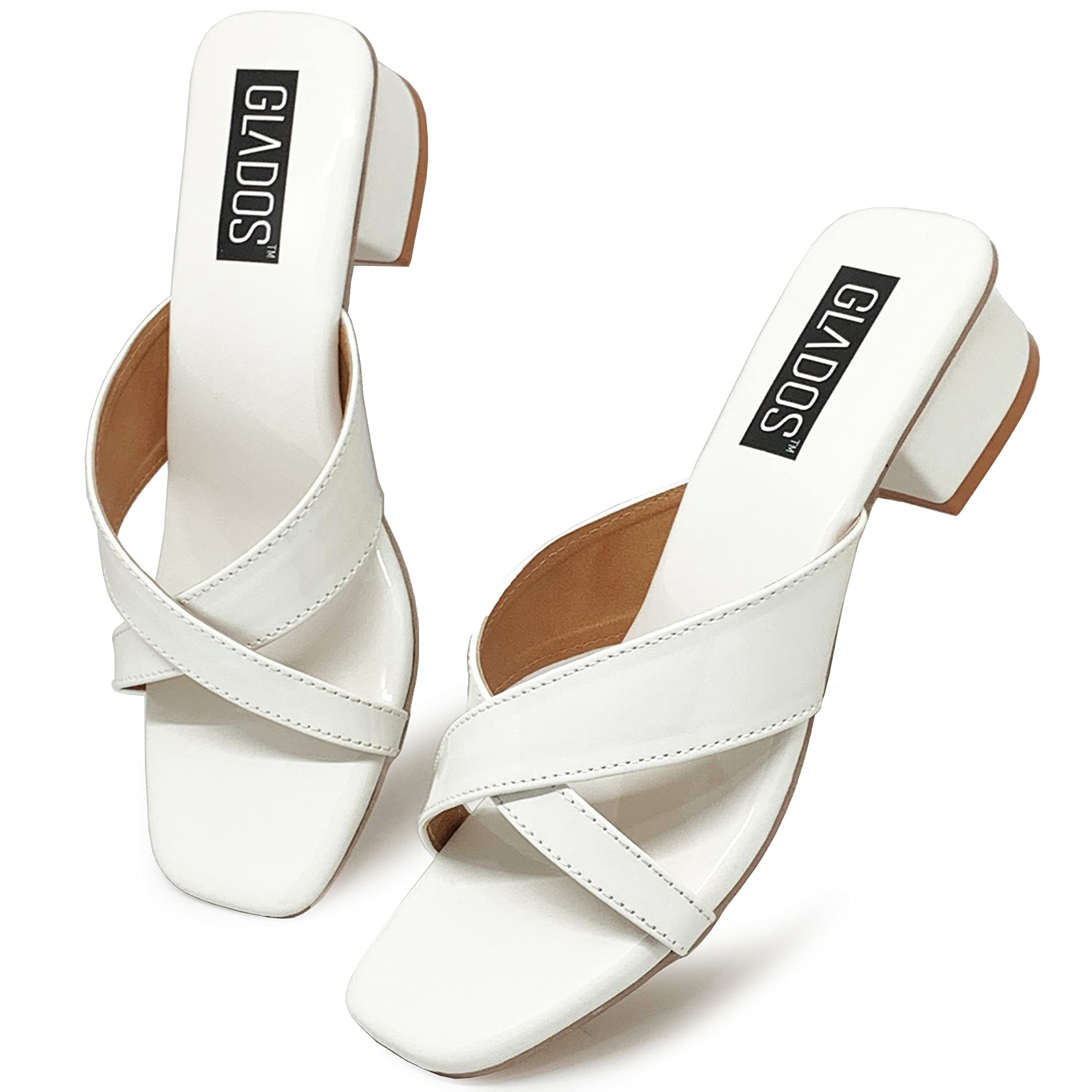 Glados Women 1.5 Inch Block Heel Criss Cross Straps Fashion Sandal Beige Black White (B0C1C8WMPR) Amazon Price History, Amazon Price Tracker