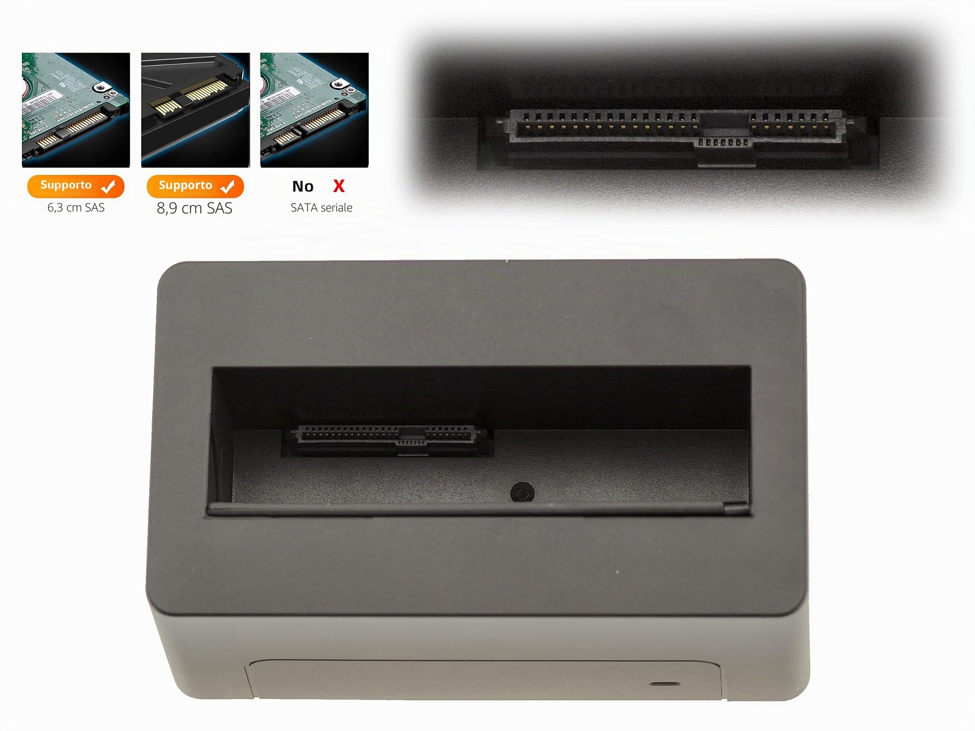Kalea-INFORMATIQUE Docking Station per Disco SAS, Collegamento USB3.0 5G, Alimentazione 12V 2A. Supporto da 18 TB - Dock per HDD USB Serial Attached SCSI SAS