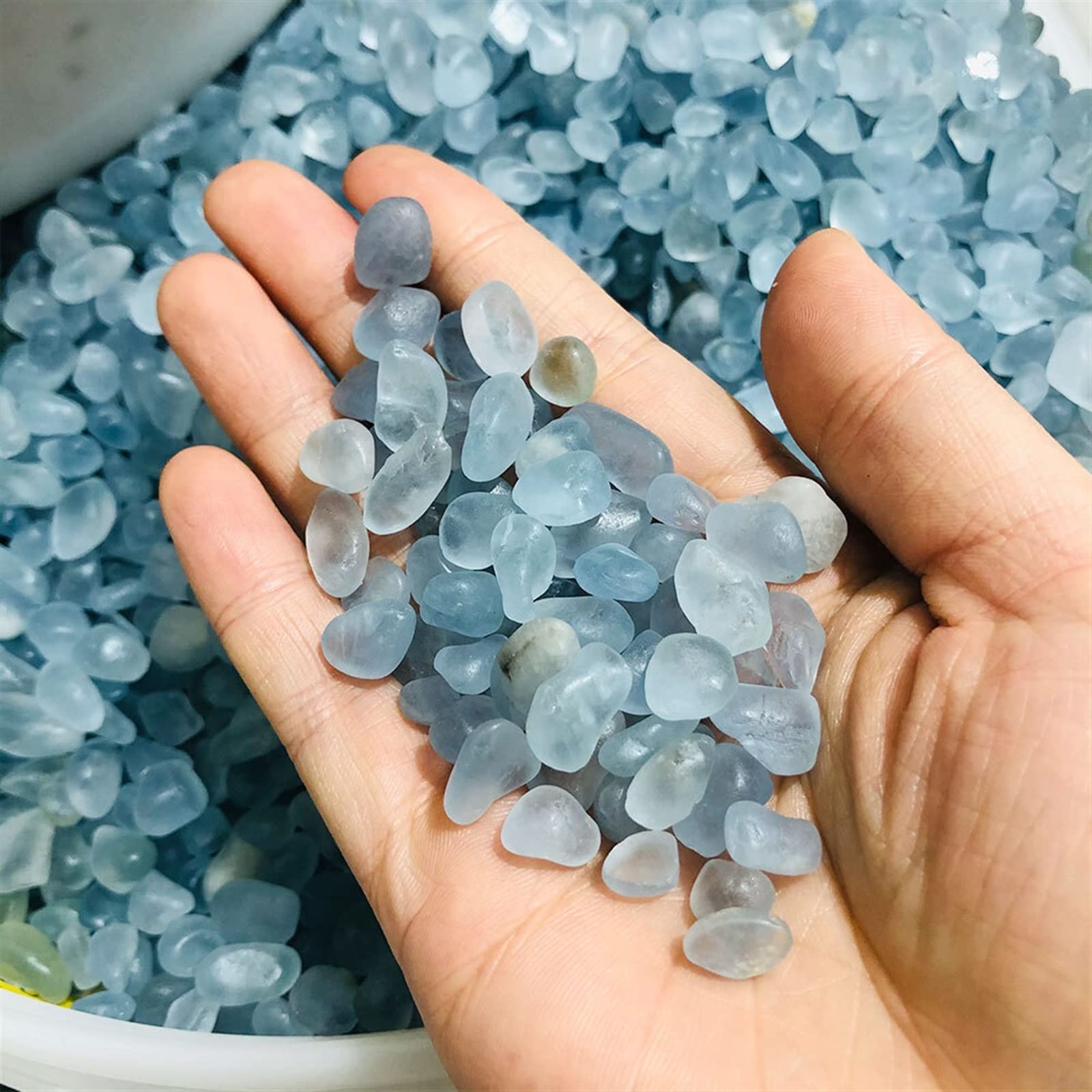 100g a Granel Natural Azul Celestita Cristales de Cuarzo Chips Grava Acuario hogar habitación decoración DIY pecera Fengshui LIUZIIHAYIN