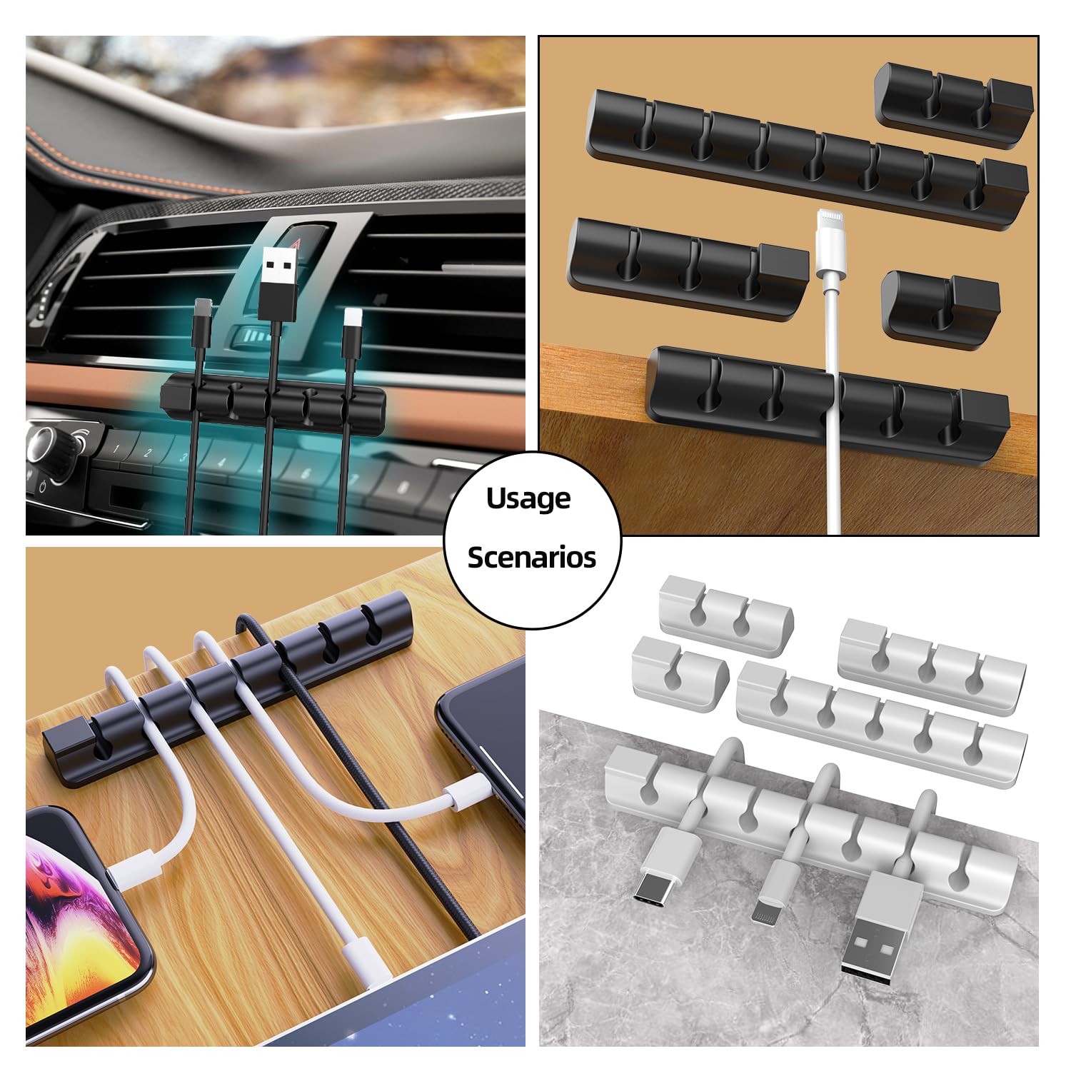 11 szt. organizer na kabel do zarządzania kablami, magnetyczne klipsy do kabli, samoprzylepny uchwyt na drut, pod biurkiem, na stolik nocny, biurko, USB, ścianę, samochód, biuro, miejsce pracy