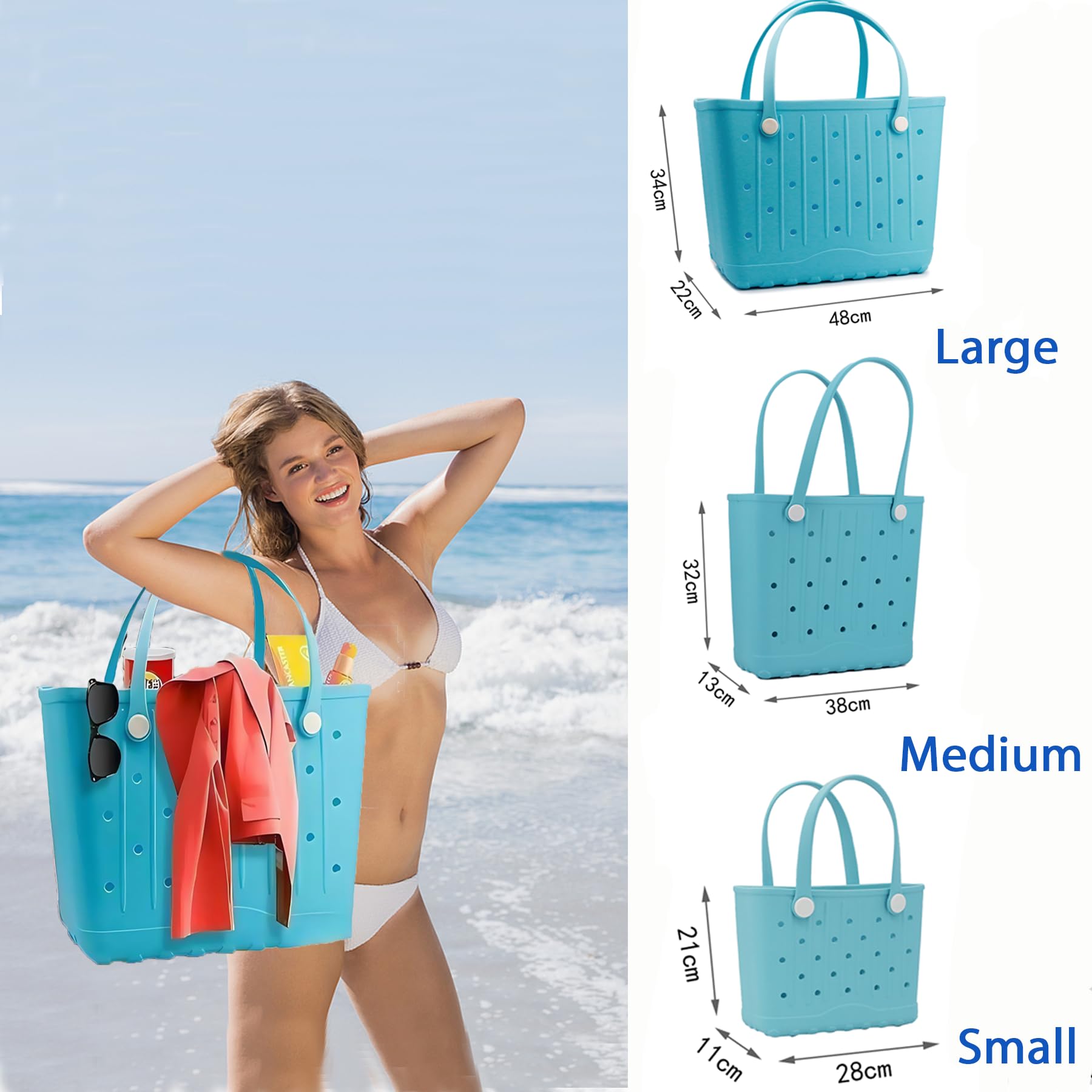 GBB Grand sac fourre-tout de plage en caoutchouc, sac de voyage étanche, sac à main de voyage pour la plage, sacs de rangement tout usage