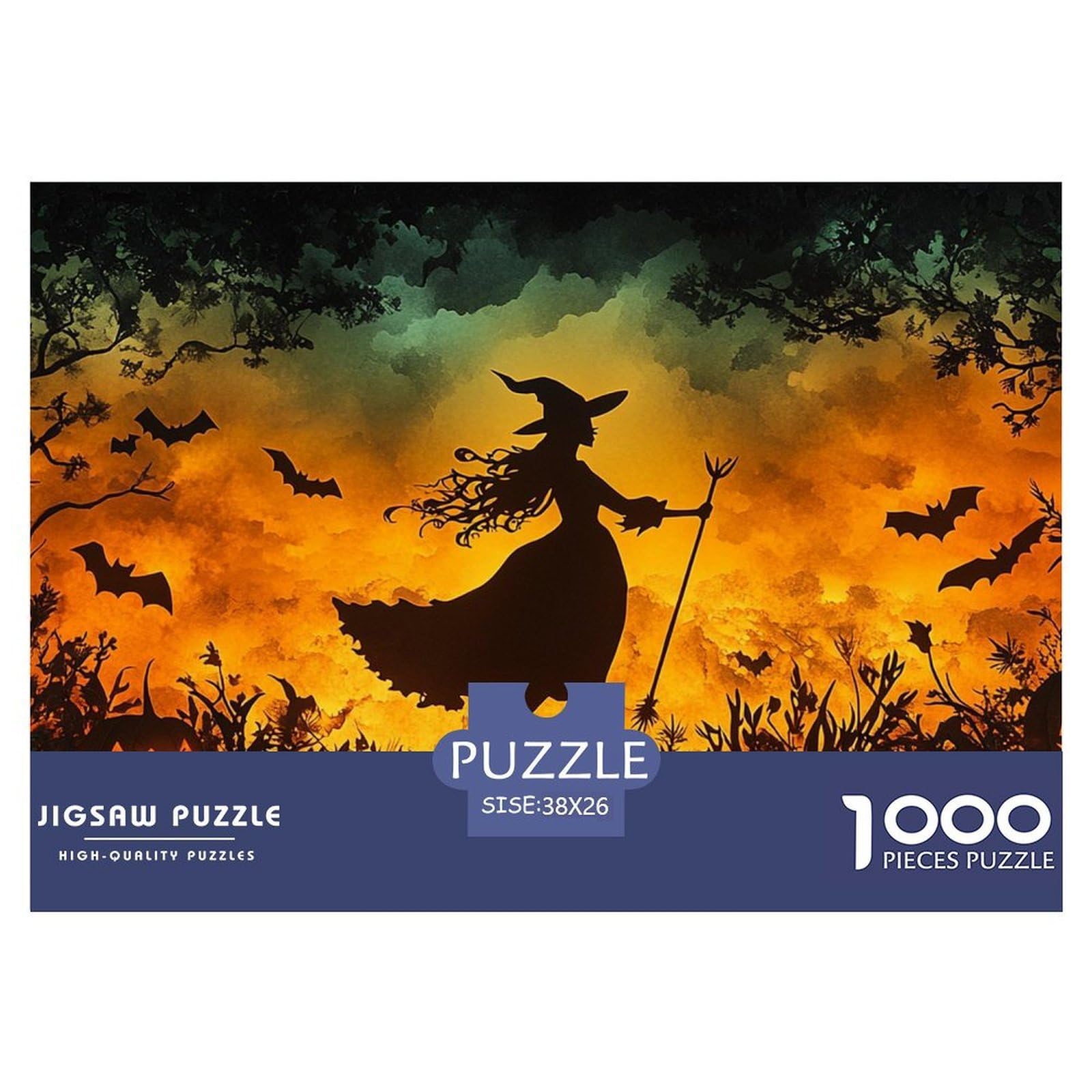 Jigsaw Puzzles Witch 1000 Piece Challenge Toy for Adults,Dusk Scene Impossible Jigsaw Puzzles 1000 Pieces Educational Game Home Decoration 38x26cm/1000pcs — image 1
