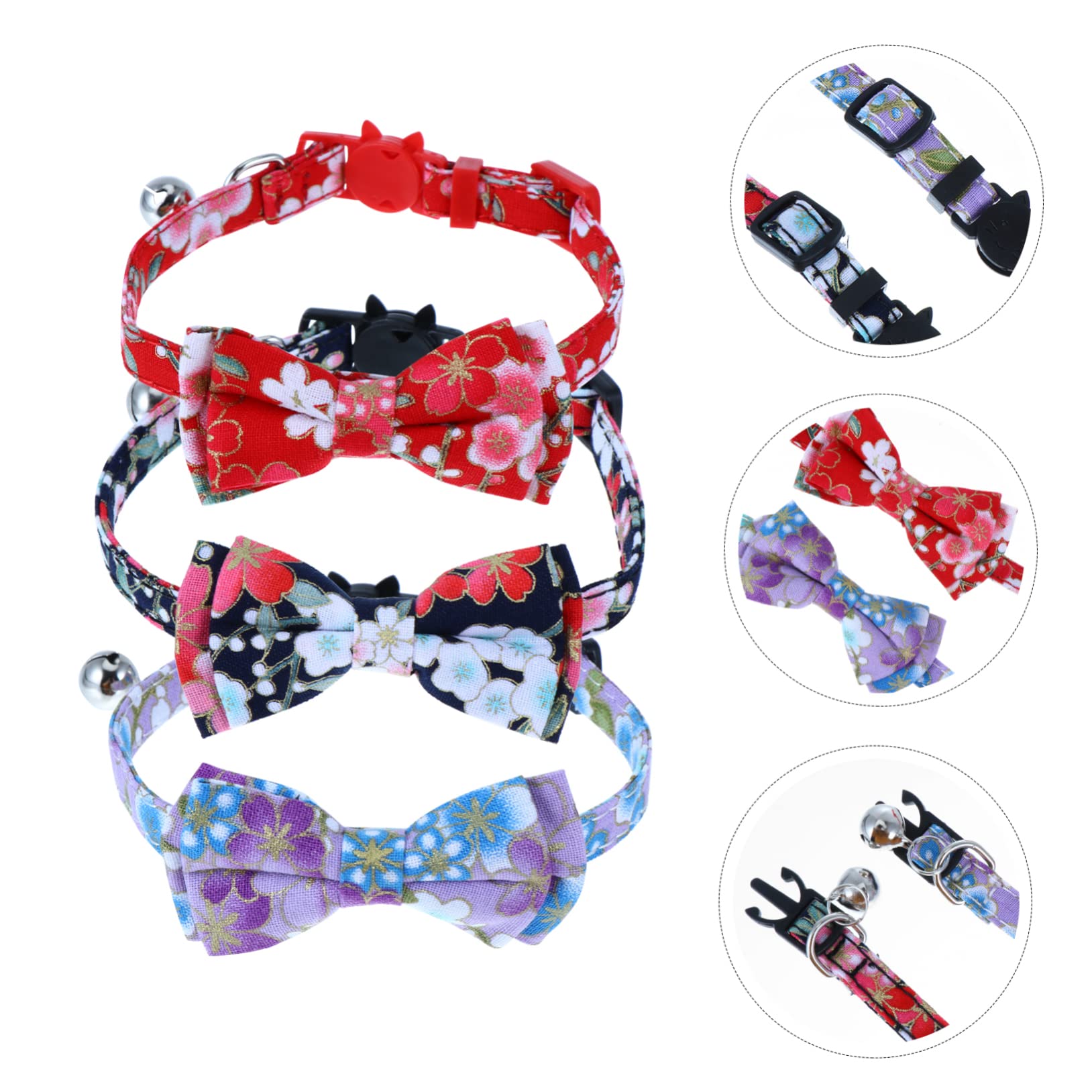 POPETPOP Lot De 2 Colliers pour Chat avec Clochette Tendance Et Adorable Matériau Doux Facile À Installer 3 Pièces X 2