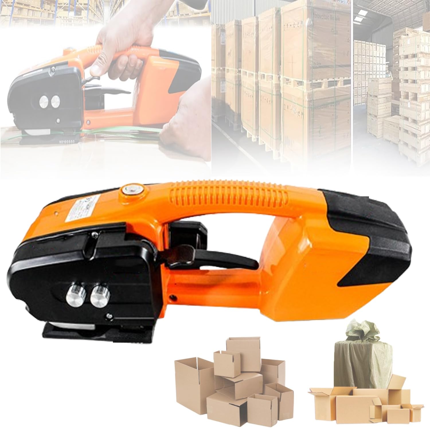 Reggiatrice portatile, 3000 mAh, tempo di saldatura 2-5S, forza di tensione 60-2800N, serraggio, saldatura, taglio per cinghia in acciaio plastica da 13-16 mm, uso del pacchetto