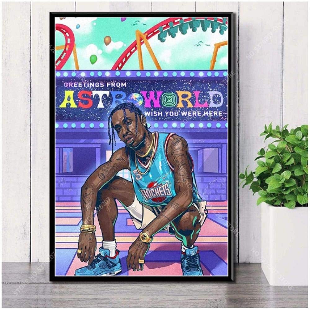 ERUZO Adult 5D Diamond Painting Set Travis Scott Hip Hop Rapper Music Star Wall Art Art Crafts for Home Wall Decoration 50x60cm