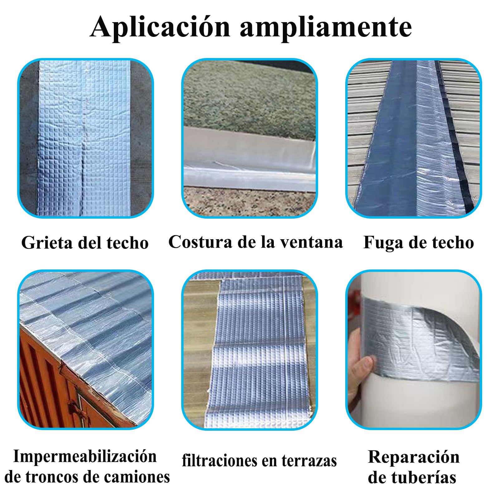 Cinta de sellado de butilo, cinta de aluminio gruesa a prueba de fugas, 5cm x 5m, tira de conducto de butilo impermeable para reparación de vehículos recreativos