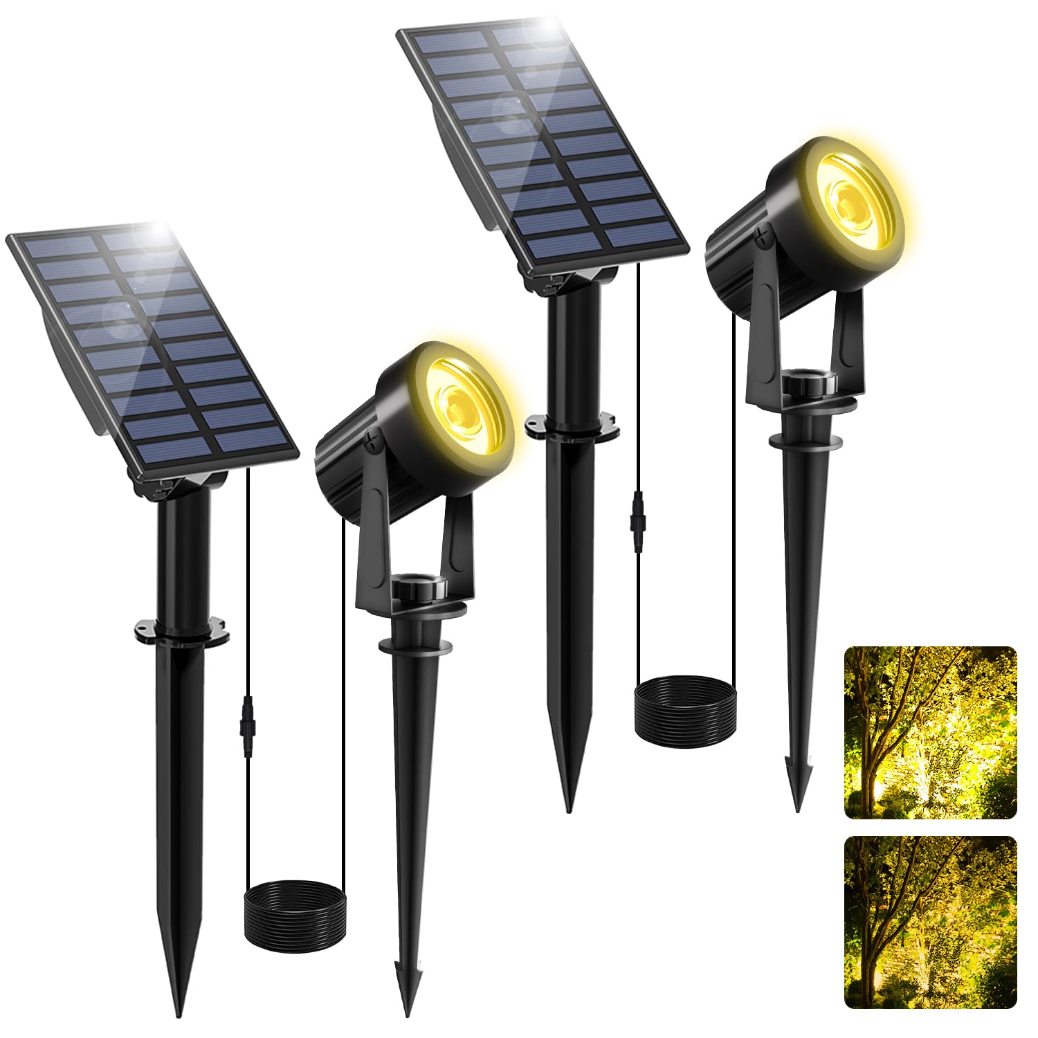 EXTRASTAR 2 Faretti Solari Da Esterno 59 LED, 4 Modalità, IP65, Angolo Regolabile, Bianco Freddo 6500K