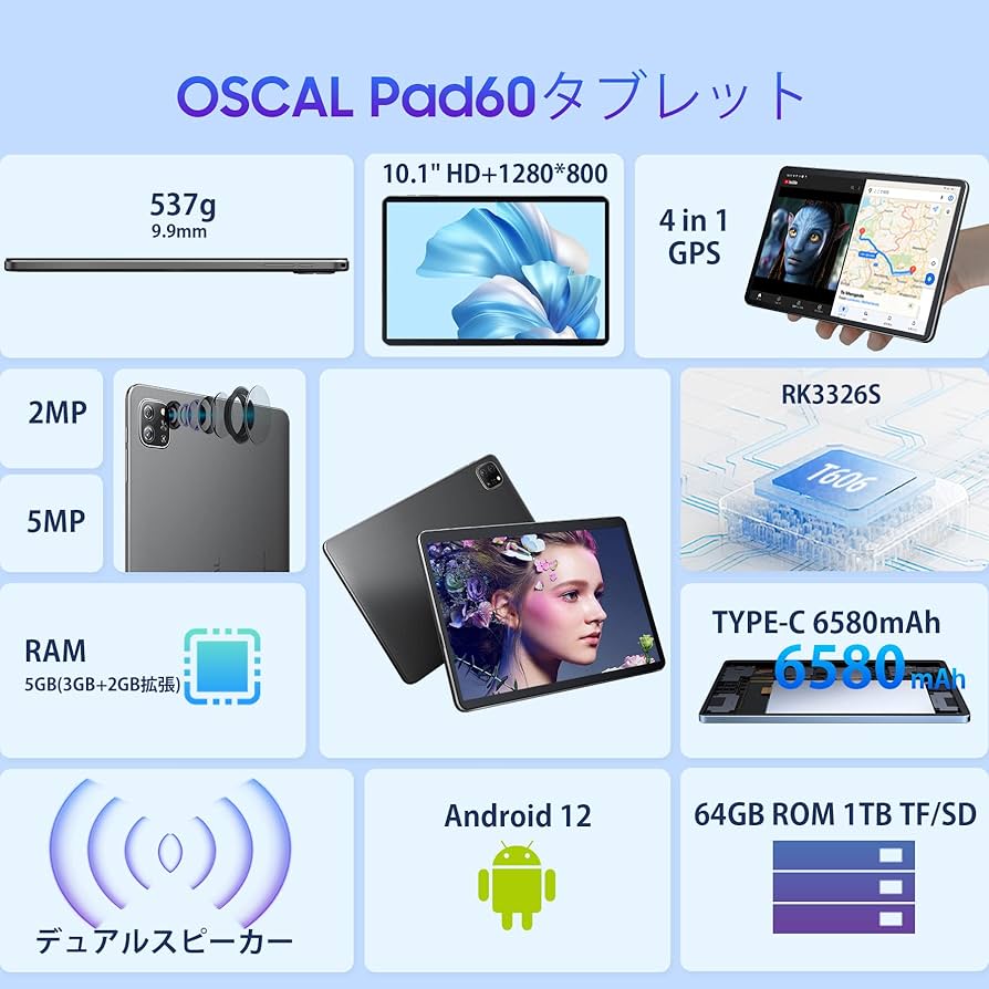 Amazon.co.jp: Android 12 タブレット 10インチ wi-fiモデル OSCAL