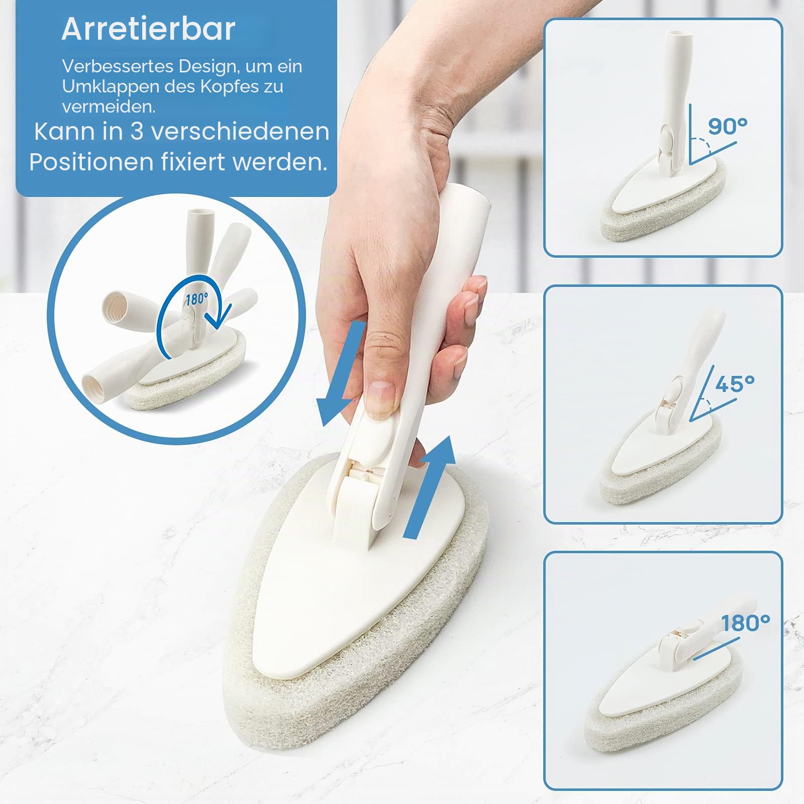Qaestfy Reinigungsbürste Bad Dusche Schrubber mit Stiel Fliesenreiniger Borstenbürste Badreiniger mit 130cm Stiel für Duschwand Badewanne Badezimmer Toilette Wand Boden