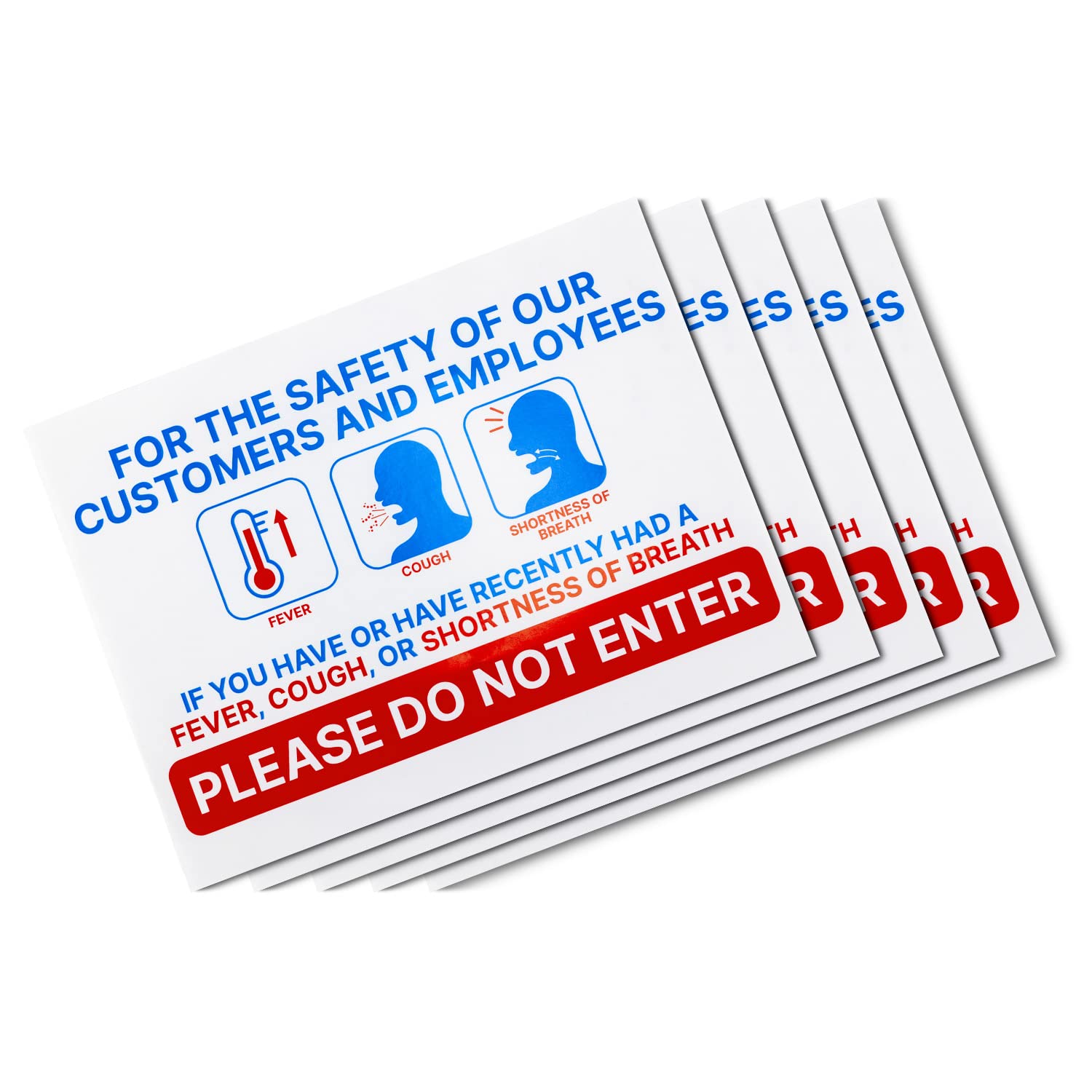 50 Door Labels 8" x 6" Inch COVID-19 Do Not Enter - Symptoms of Sickness Safety of Employees and Others - Self Adhesive Sign for Hospitals, Resturants, Stores, Cars - TUCO DEALS