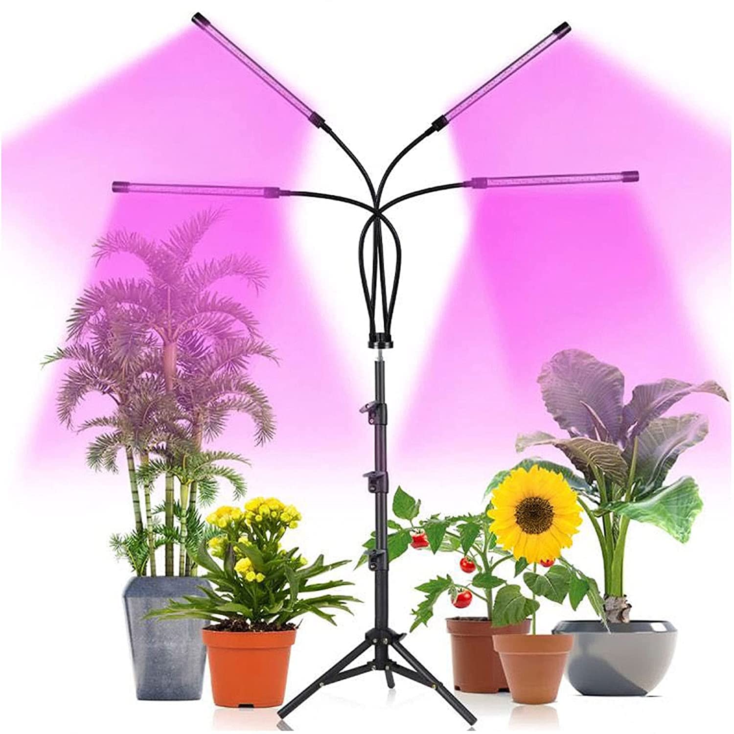 Plant Indoor Light, with 15-63" Adjustable Tripod Stand Plant Growing Light, Auto On/Off Timer Function, Great for Indoor Plant Growth House Plant Grow Light