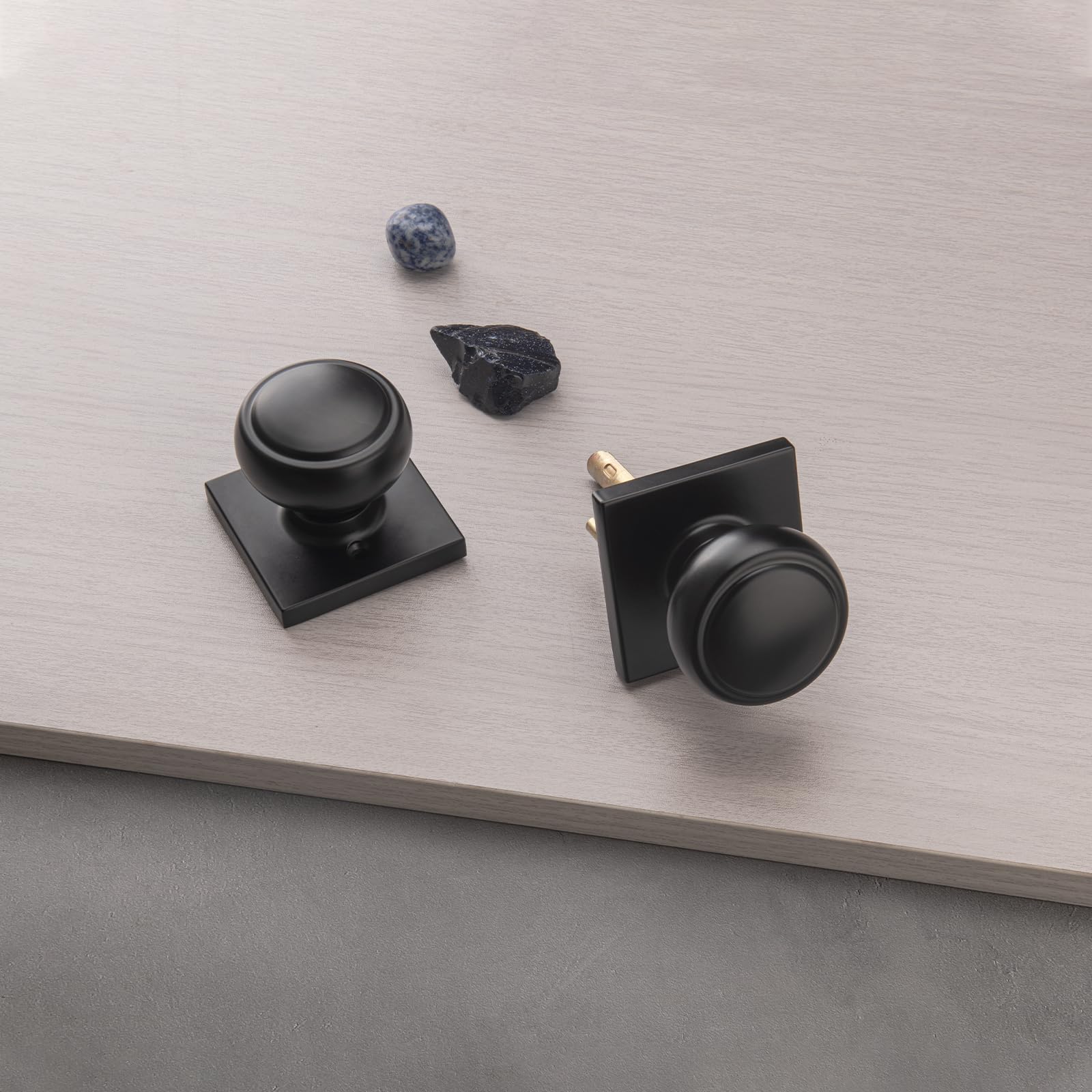 Black Door Knobs with Lock - 6 Pack -5